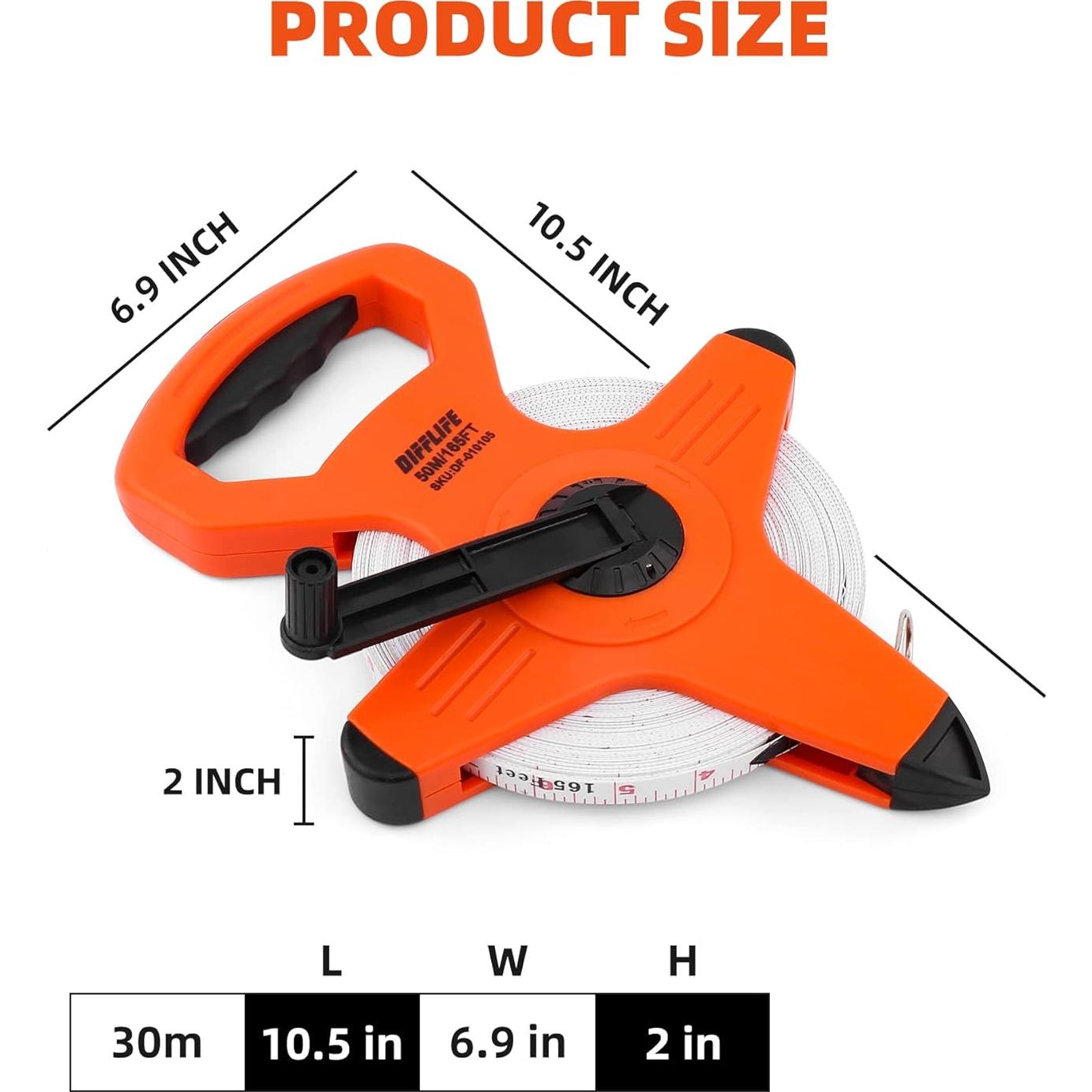 Cinta Métrica de Fibra de Vidrio 50m Doble Cara DIFFLIFE