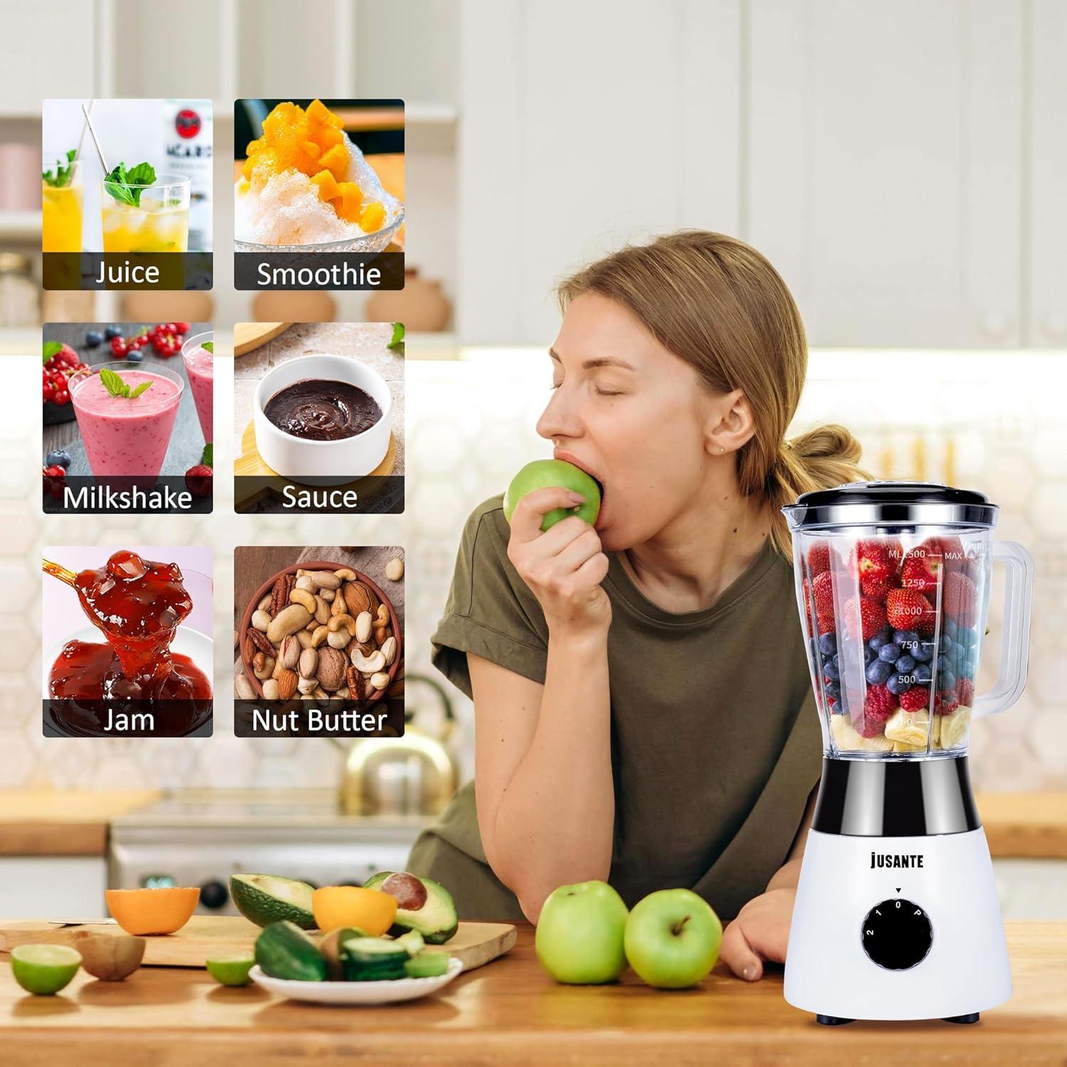 Batidora de Cocina JUSANTE 500W Jarra 1.5L 2 Velocidades