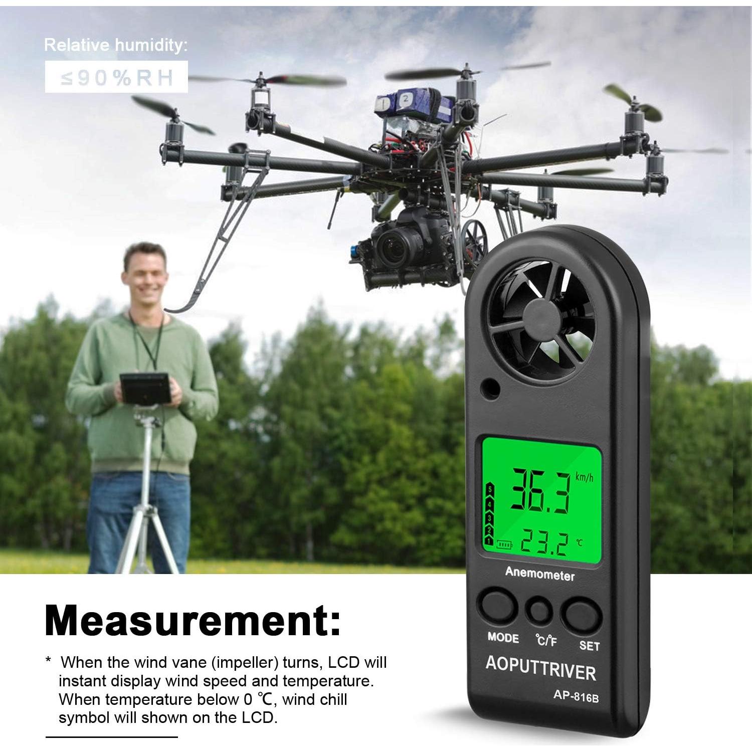 Anemómetro Digital AOPUTTRIVER AP-816B Mini Precisión