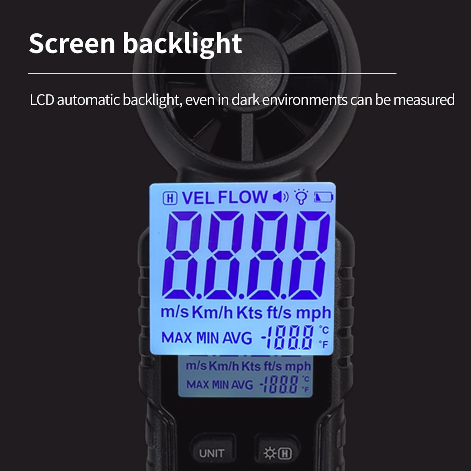 Anemómetro S8606 Portátil para Medir Velocidad del Viento y Temperatura