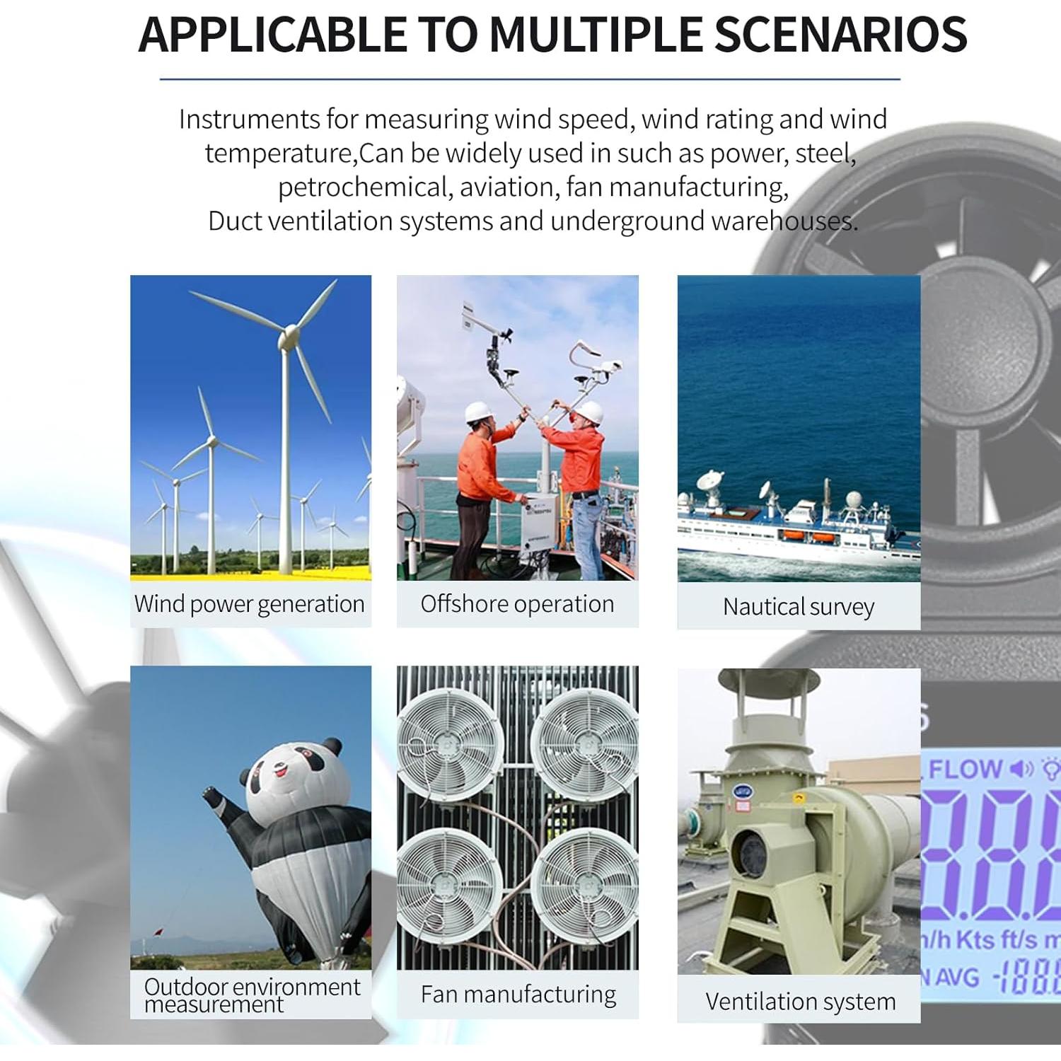 Anemómetro S8606 Portátil para Medir Velocidad del Viento y Temperatura