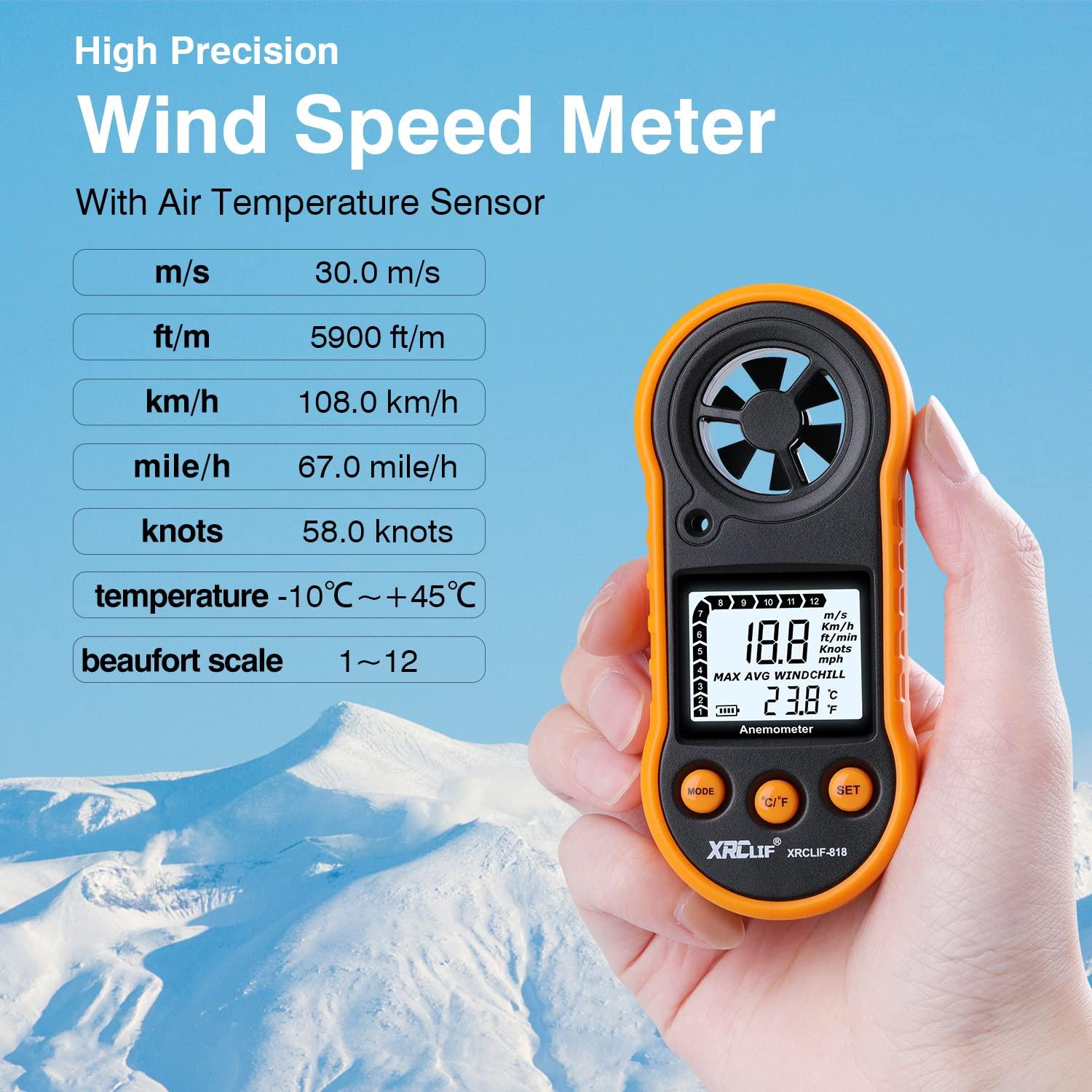 Anemómetro Digital de Mano XRCLIF - Medidor de Viento y Temperatura
