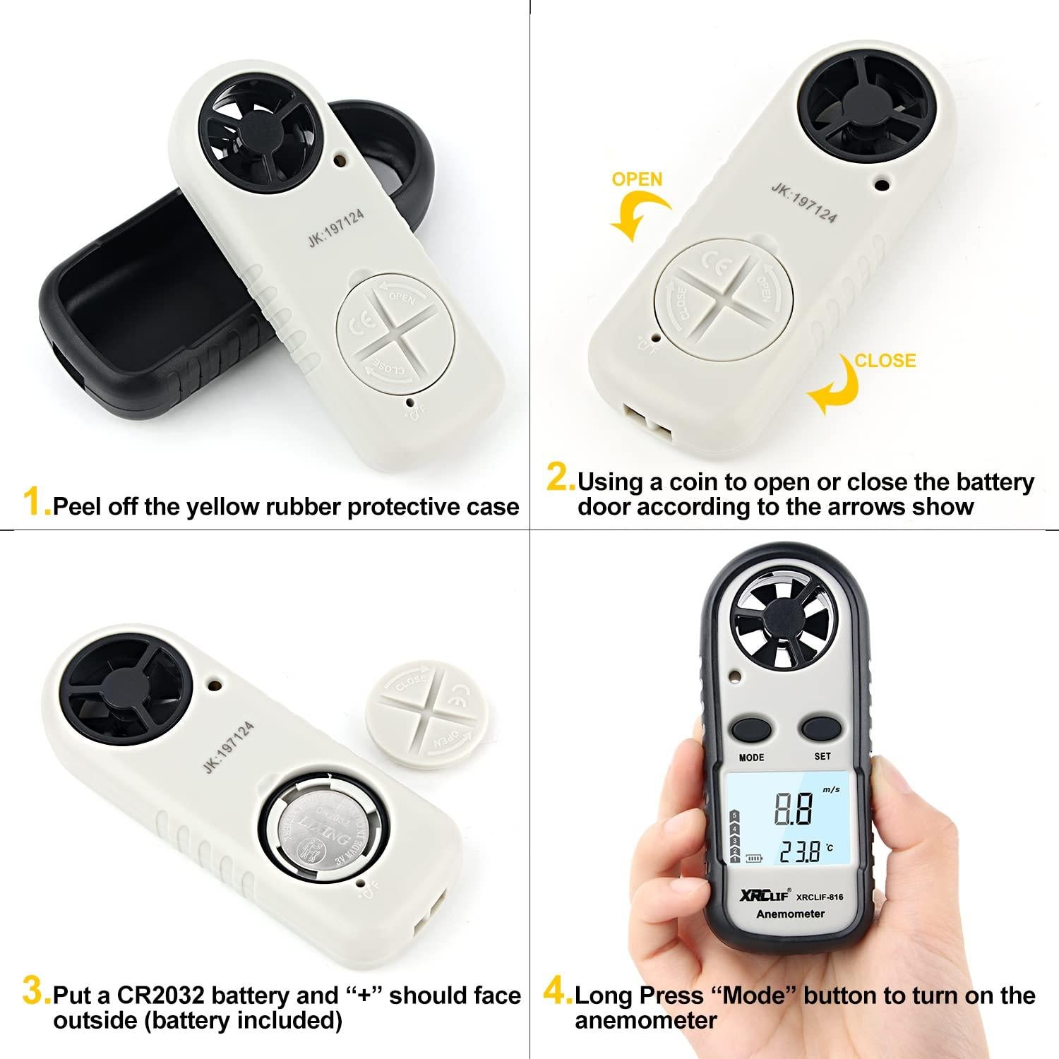 Anemómetro Digital XRCLIF de Mano con Termómetro - 0-30 m/s