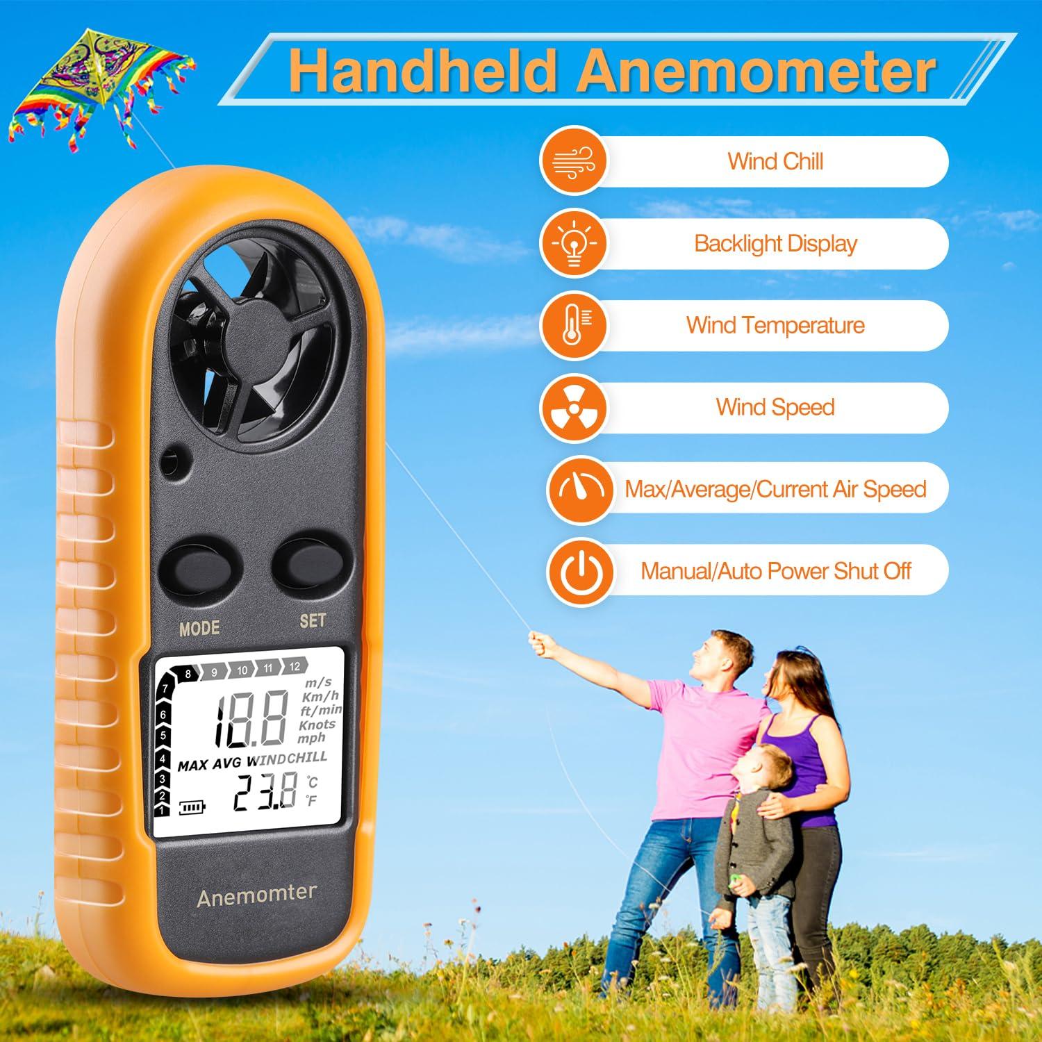 Anemómetro Digital de Mano XRCLIF - Medidor de Viento y Temperatura