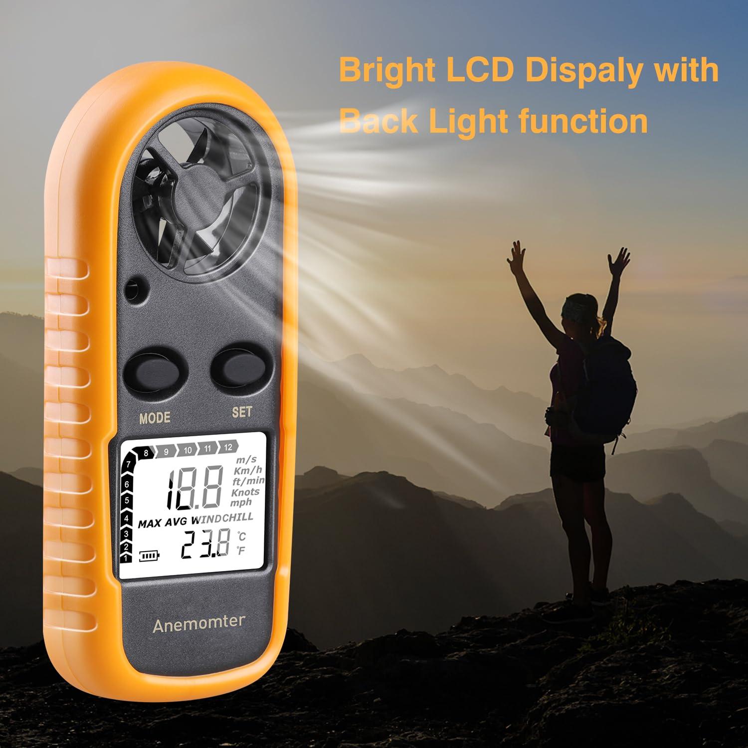 Anemómetro Digital de Mano XRCLIF - Medidor de Viento y Temperatura