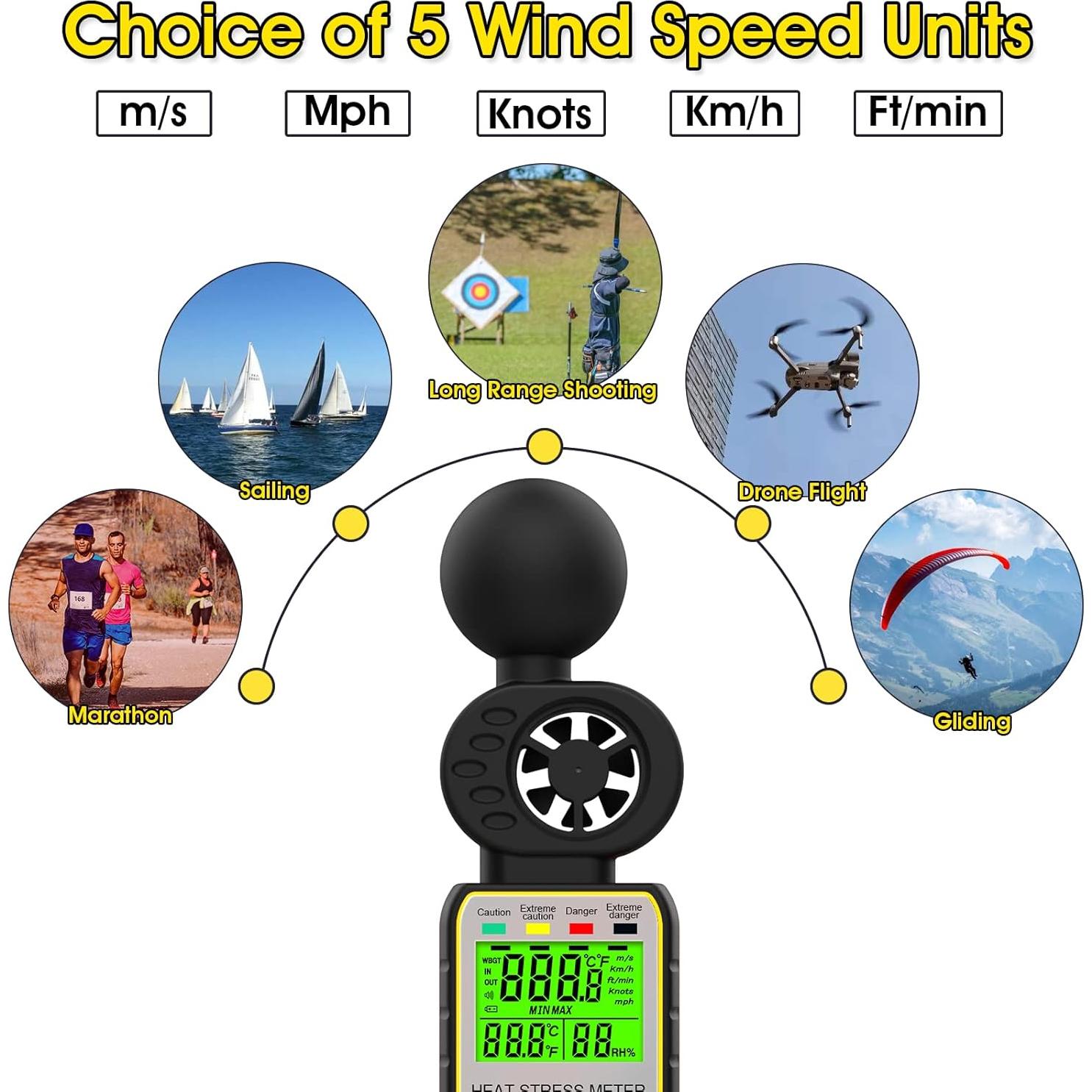 Anemómetro Digital Multifuncional INFURIDER - Velocidad Viento, WBGT