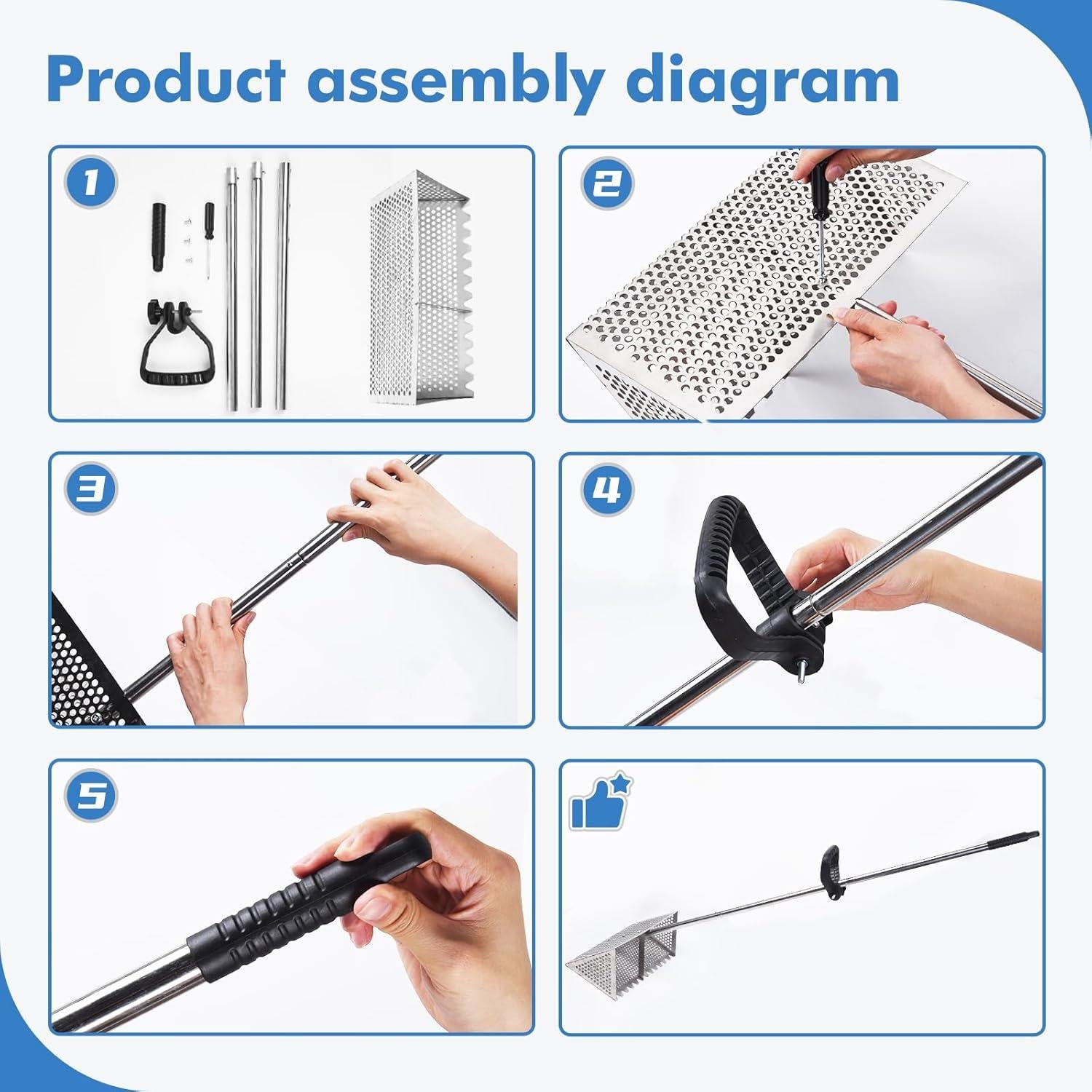 Rastrillo de Cangrejo de Arena AshKiz 40.64 cm Acero Inoxidable