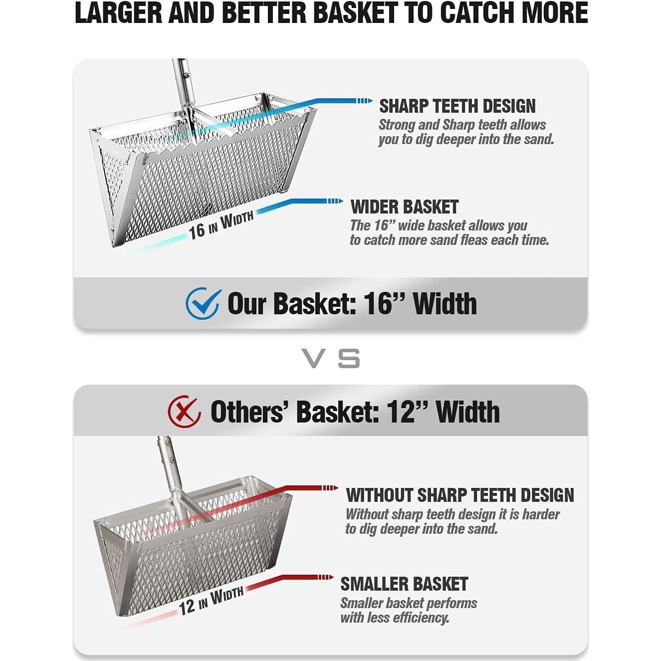 Rastrillo para Pulgas de Arena Exact Design 16" Ancho Mango 52"