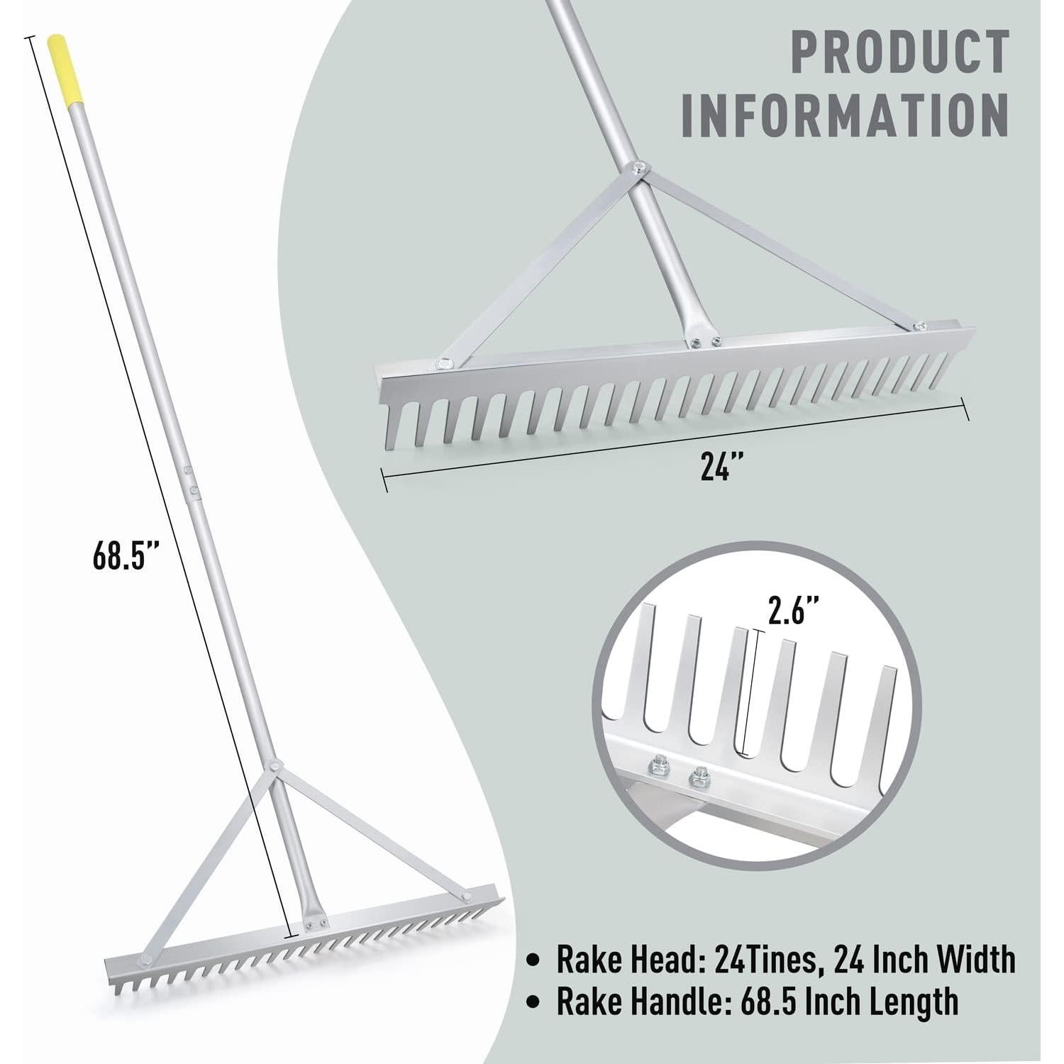 Rastrillo de Paisaje Colwelt 24 Púas Aluminio 60.96 cm