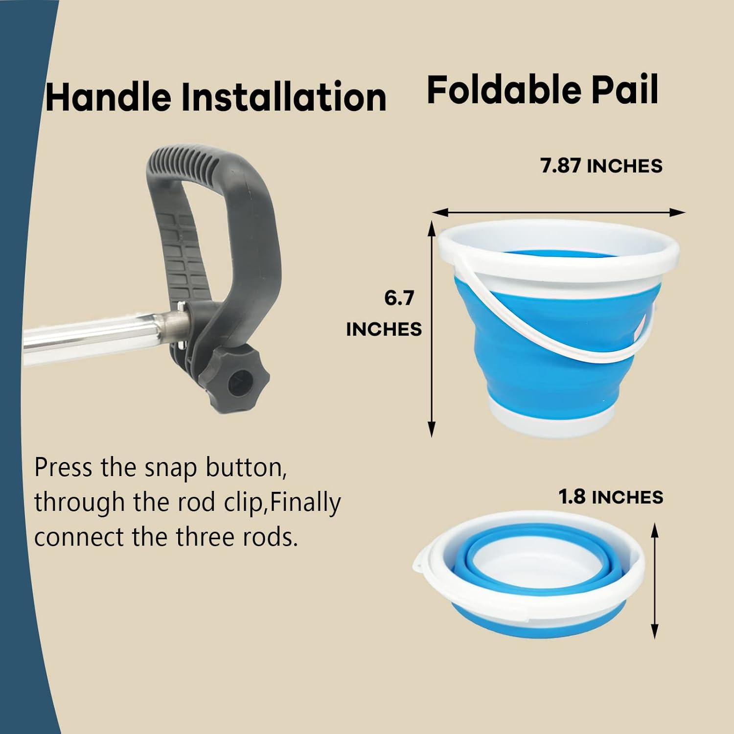 Rastrillo de Playa MEEGOON 38.1 cm Acero Inoxidable Plegable