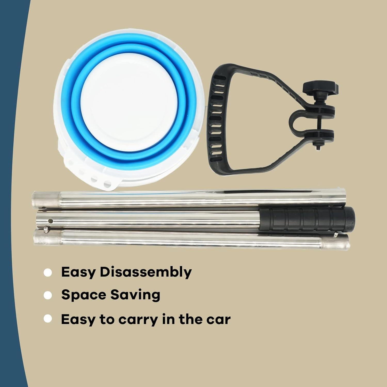 Rastrillo de Playa MEEGOON 38.1 cm Acero Inoxidable Plegable