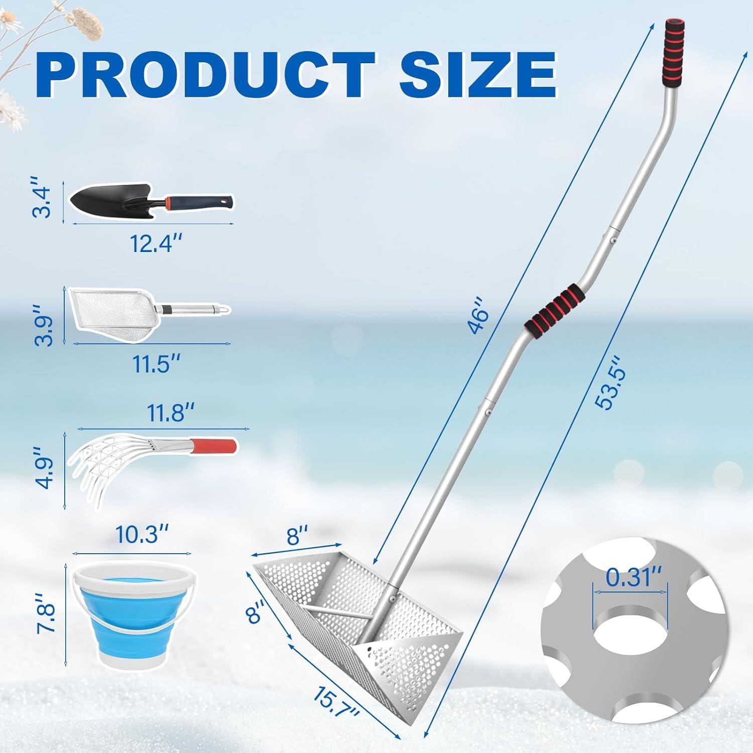 Rastrillo de playa Arejonner HM11 con tamiz de arena 40.64 cm