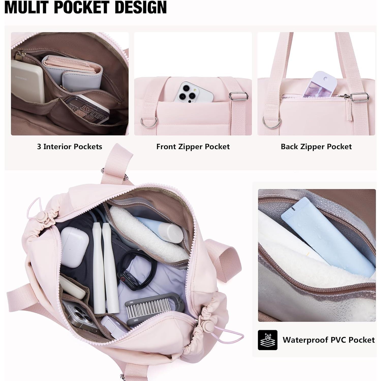 Bolsa de Gimnasio Pequeña ROULENS Rosa con Compartimento Húmedo