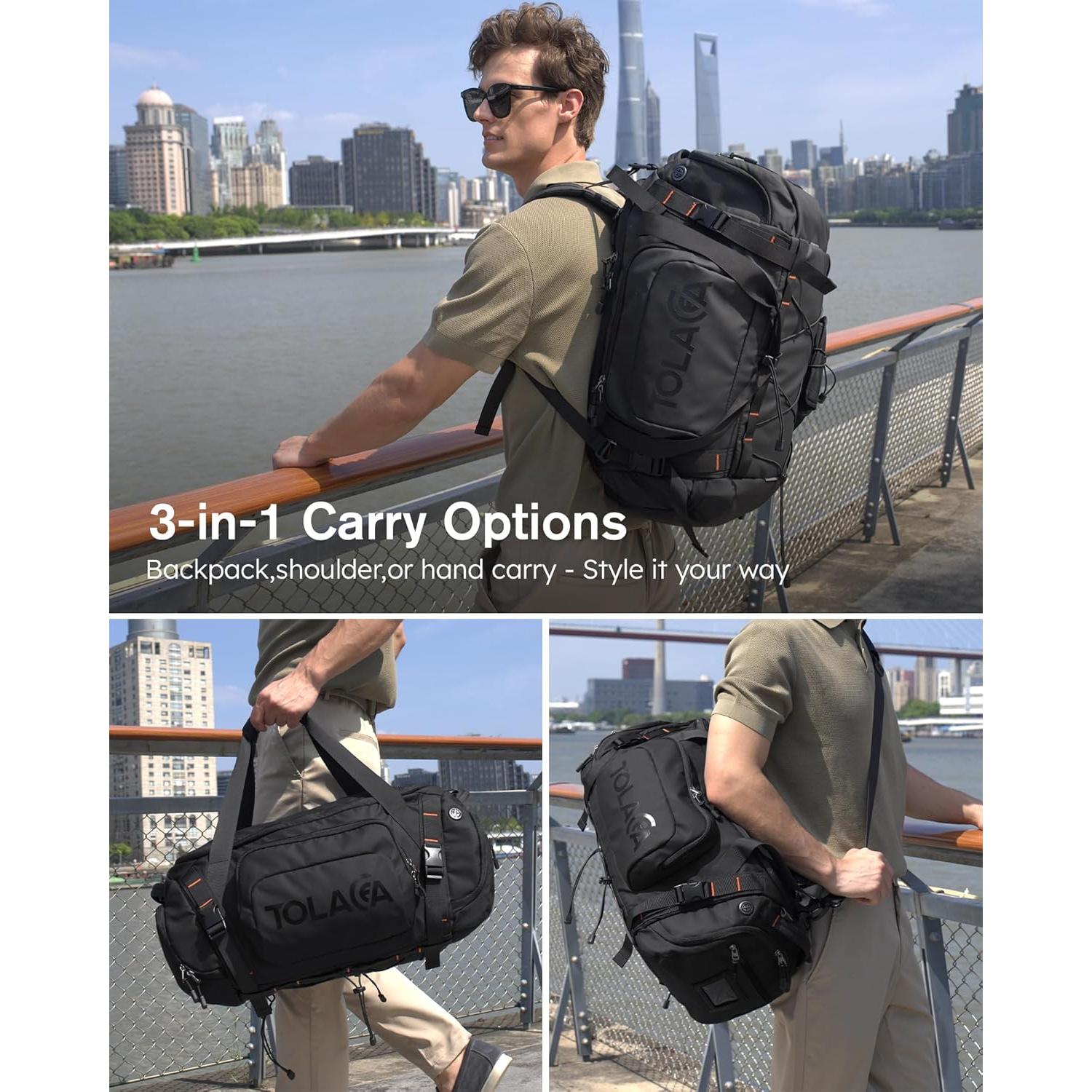 Bolsa de Gimnasio Tolaccea 40L Impermeable 3 en 1 Negro