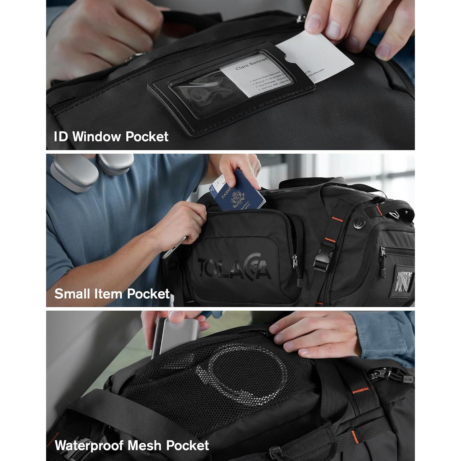 Bolsa de Gimnasio Tolaccea 40L Impermeable 3 en 1 Negro