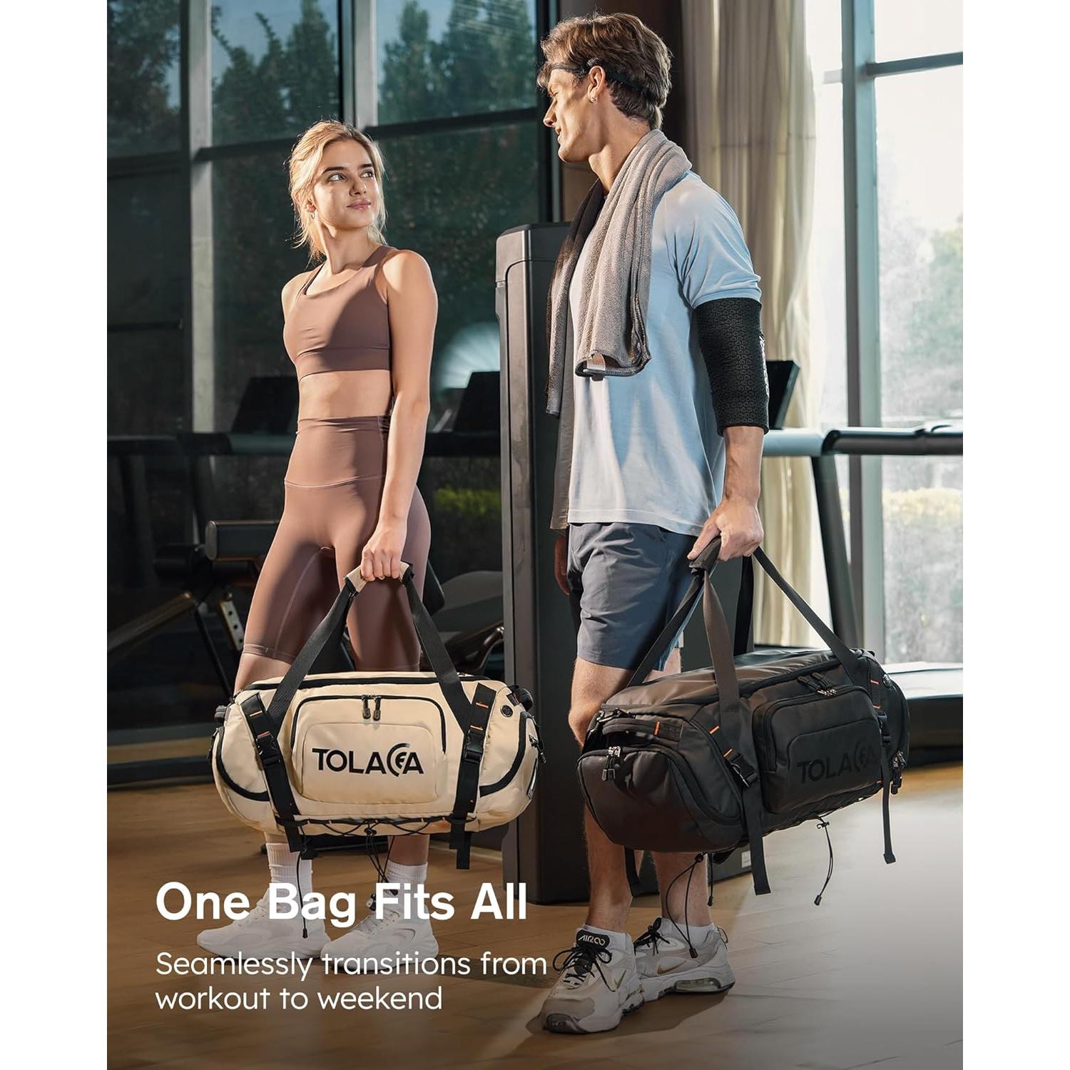 Bolsa de Gimnasio Tolaccea 40L Impermeable 3 en 1 Negro