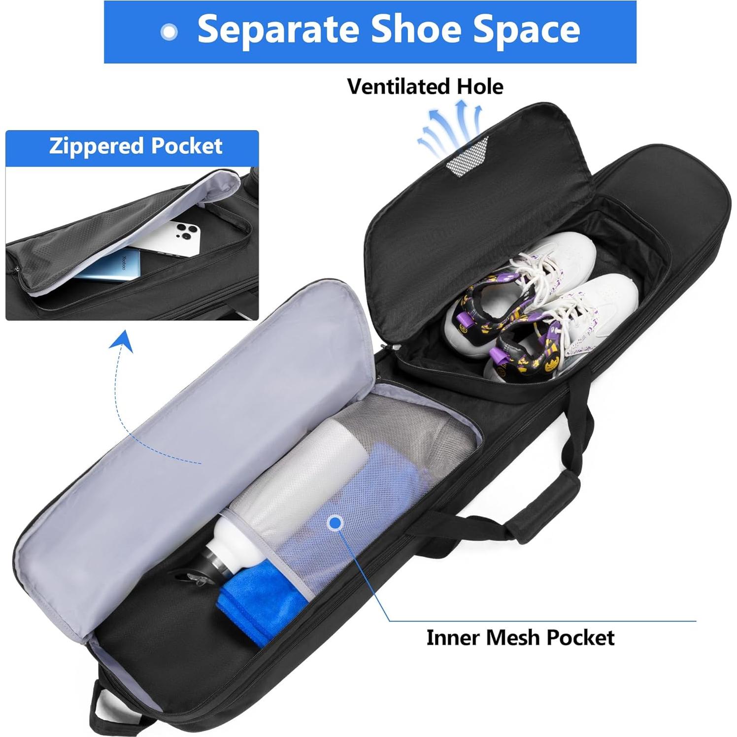 Bolsa de Lacrosse DSLEAF para 2 Palos y Zapatos Acolchada