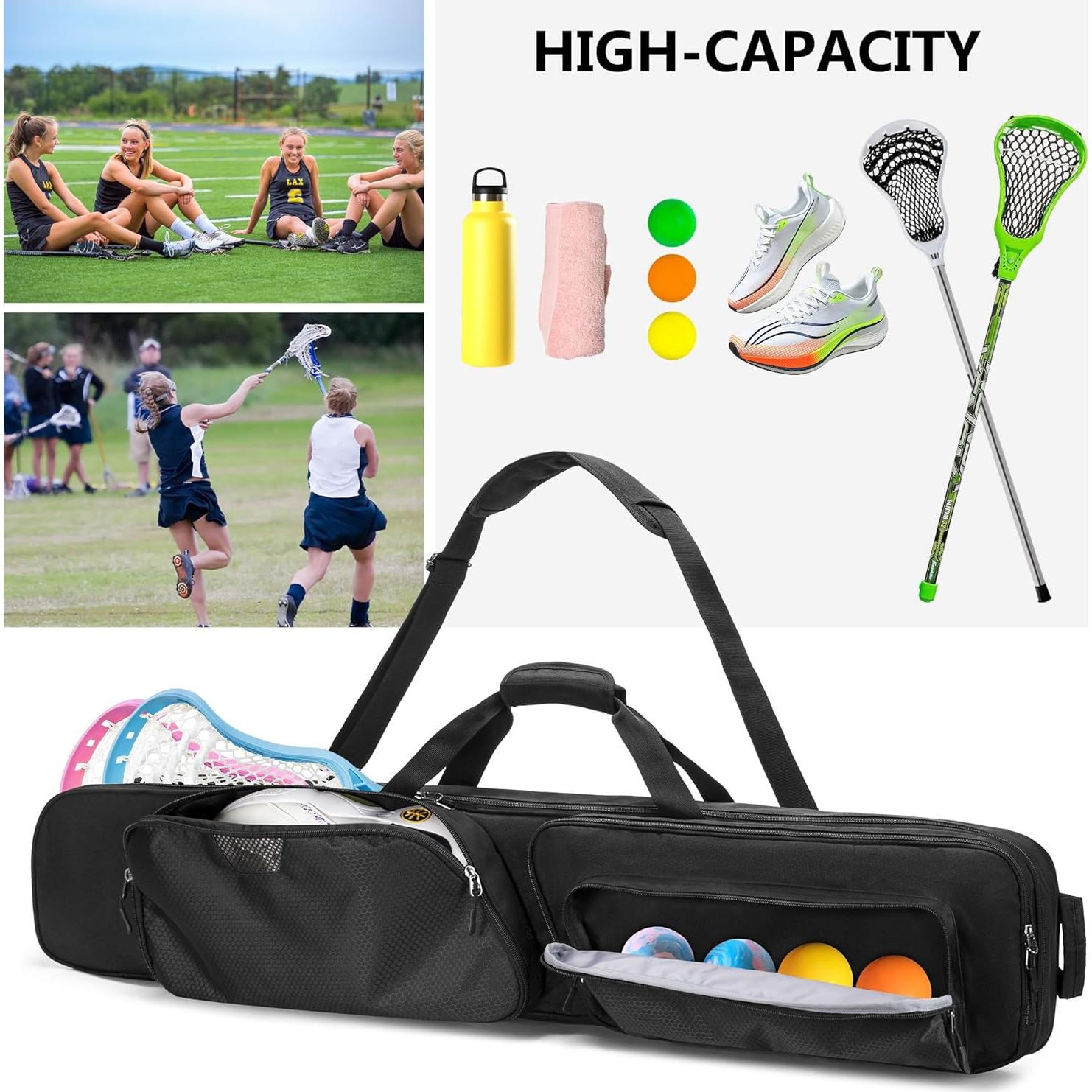 Bolsa de Lacrosse DSLEAF para 2 Palos y Zapatos Acolchada