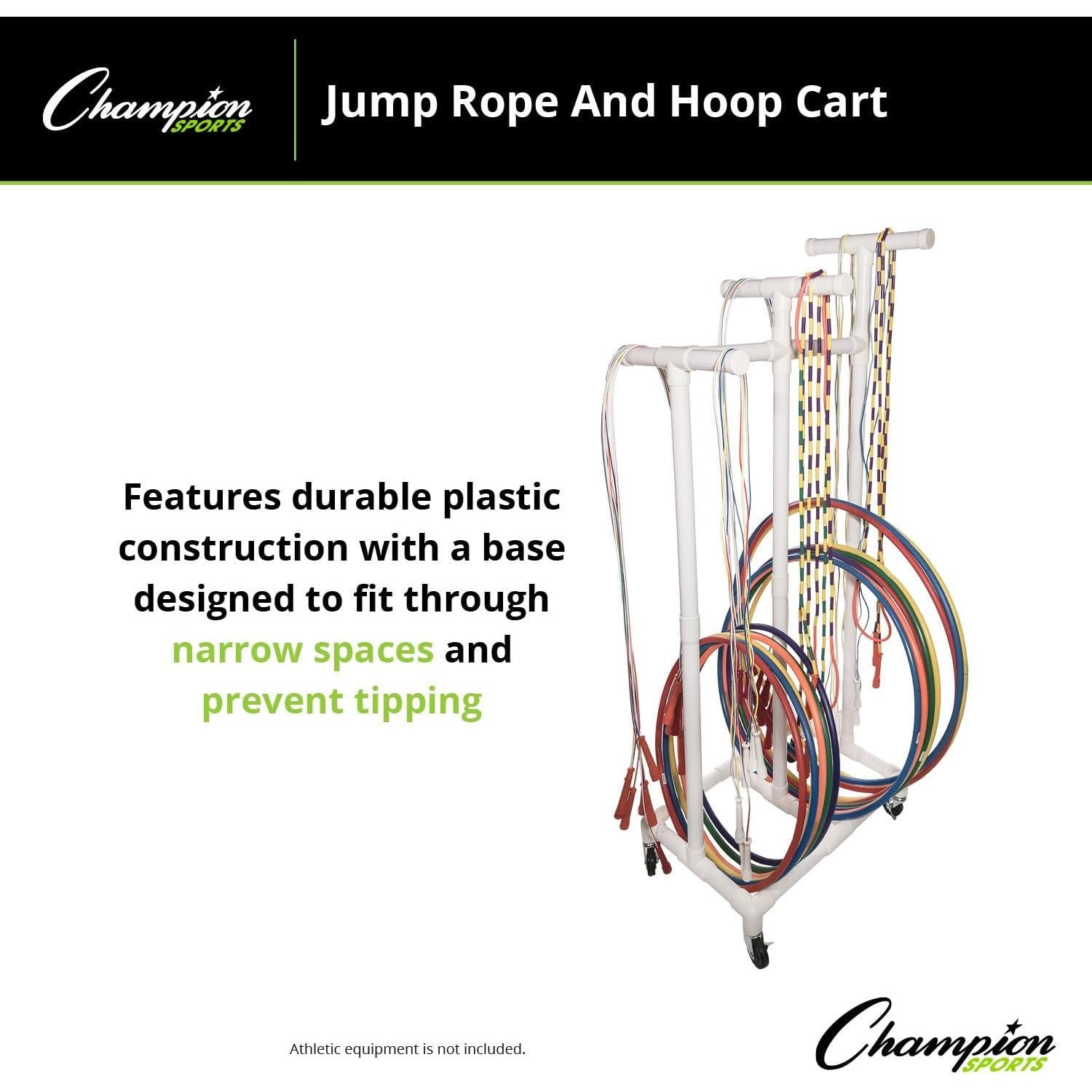 Carro de Cuerda y Aros Champion Sports - Plástico Duradero 71.1x48.3x175.3 cm