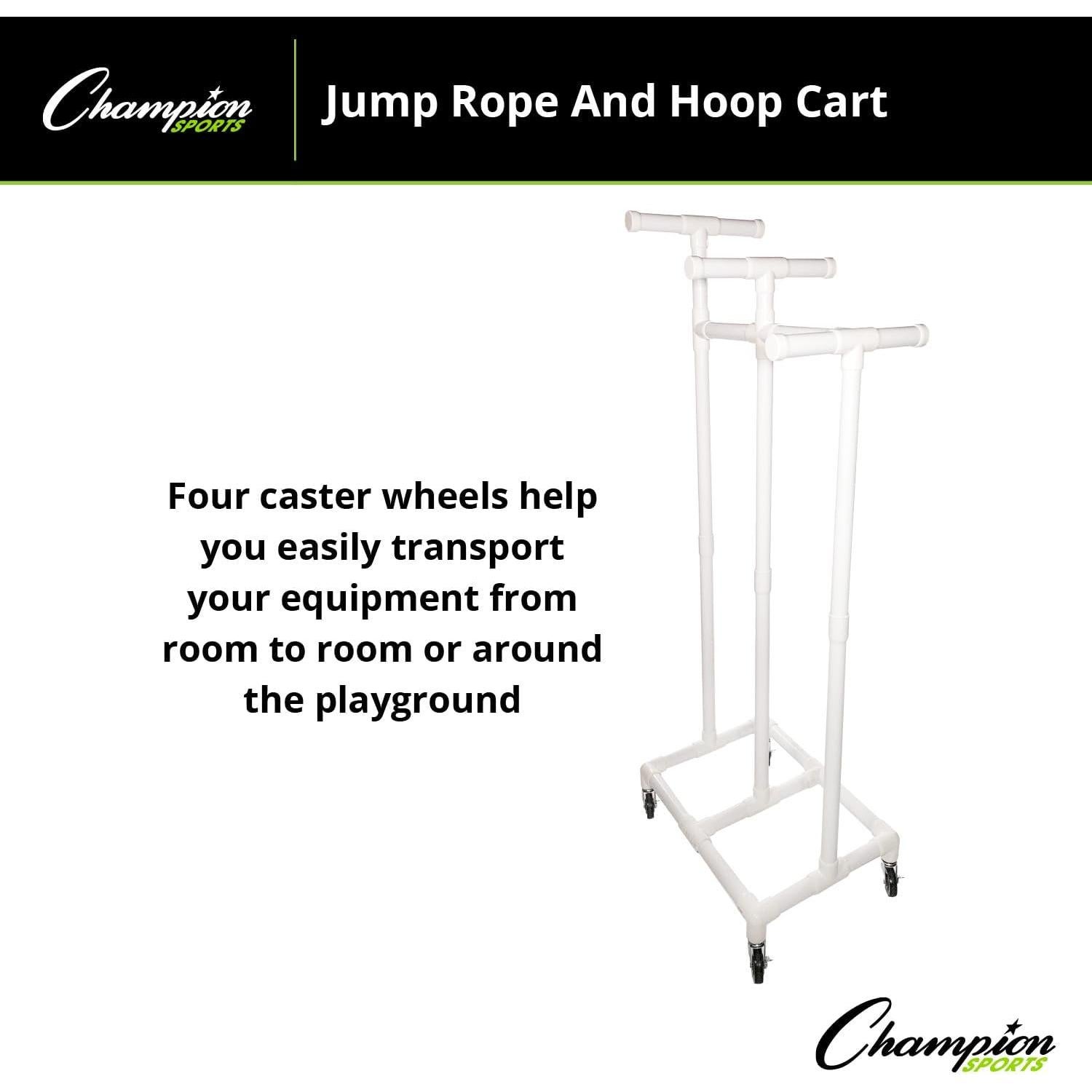 Carro de Cuerda y Aros Champion Sports - Plástico Duradero 71.1x48.3x175.3 cm