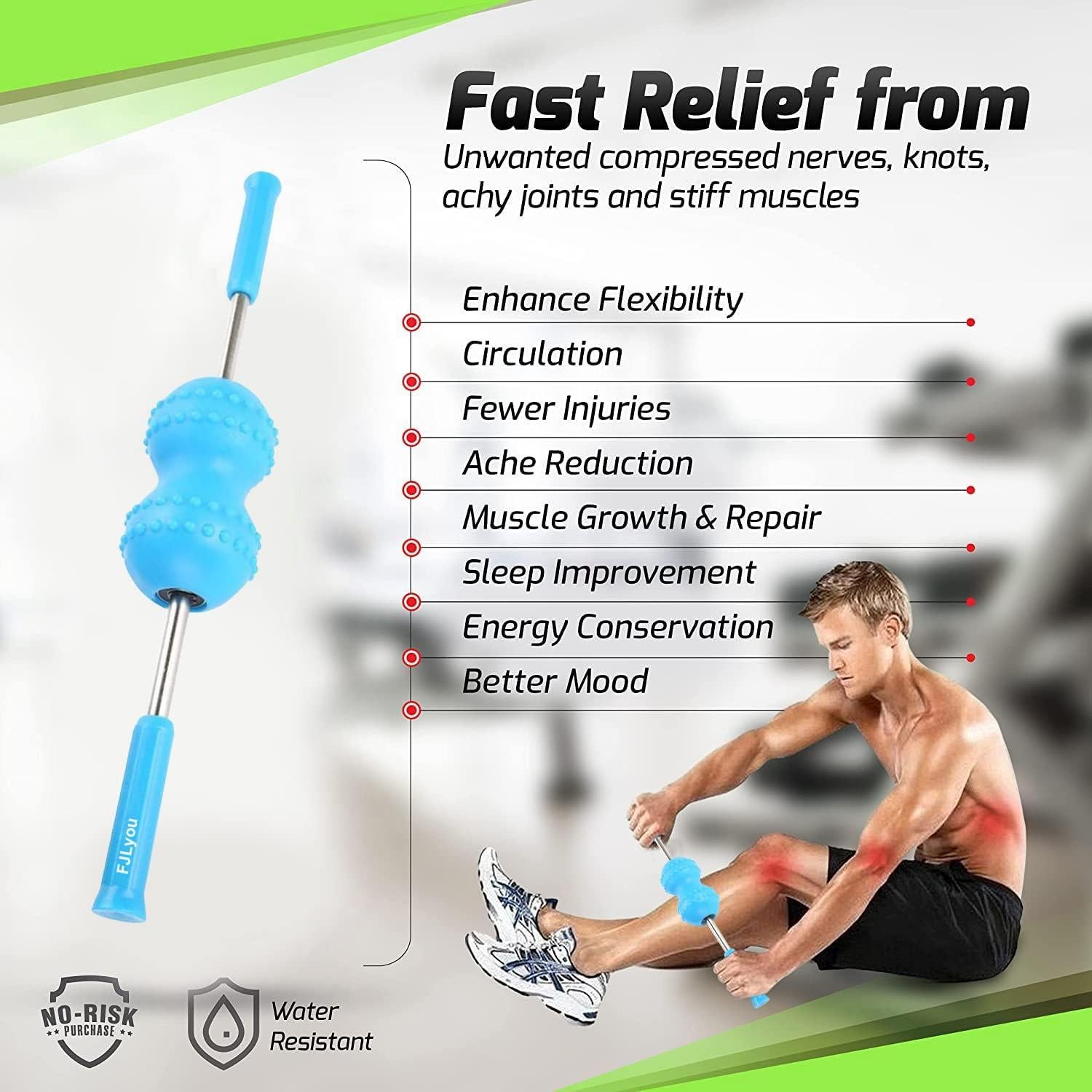 Stick de Masaje Roller FJLyoupin 46x7cm para Musculación