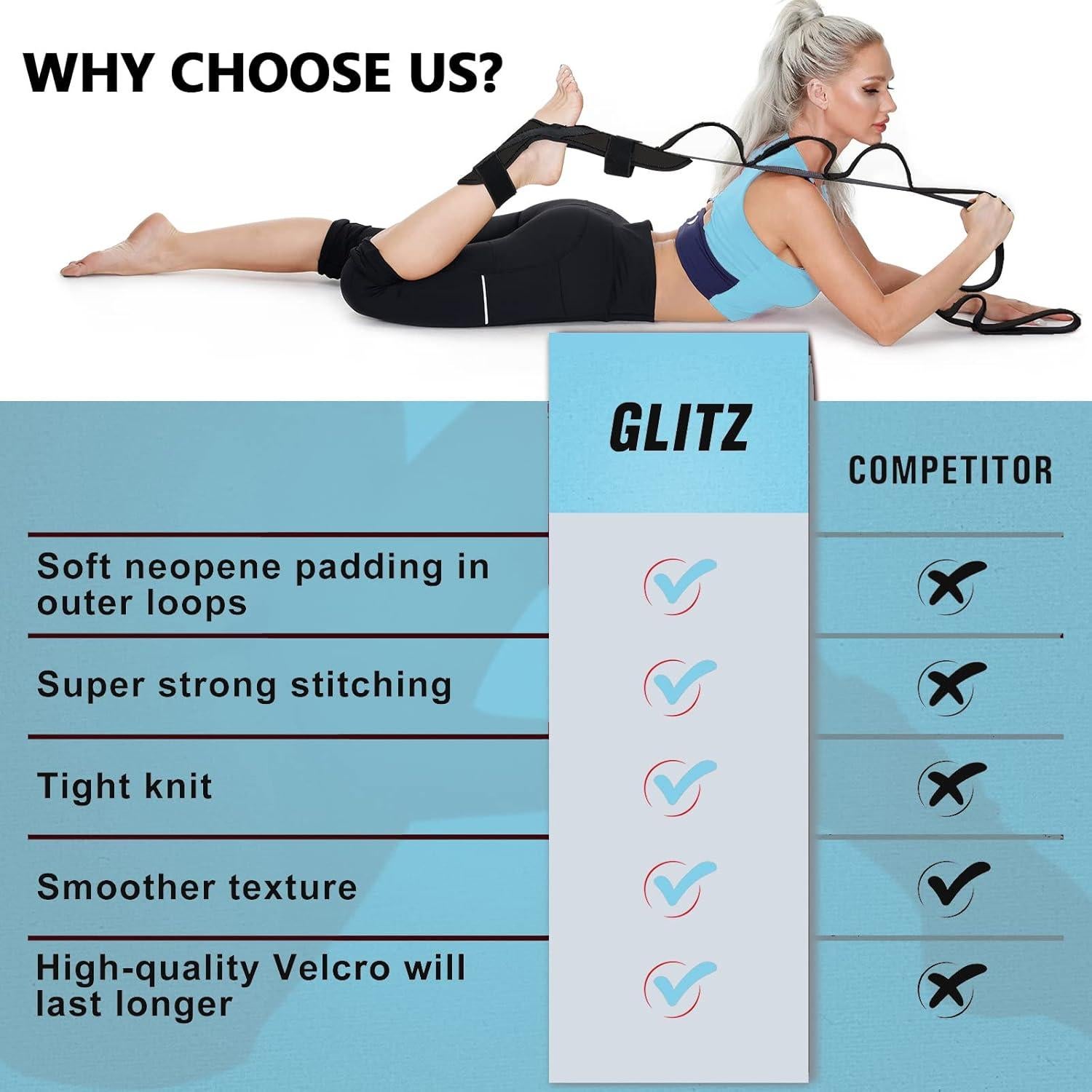 Correa de Estiramiento Glitz para Fascitis Plantar - Negro