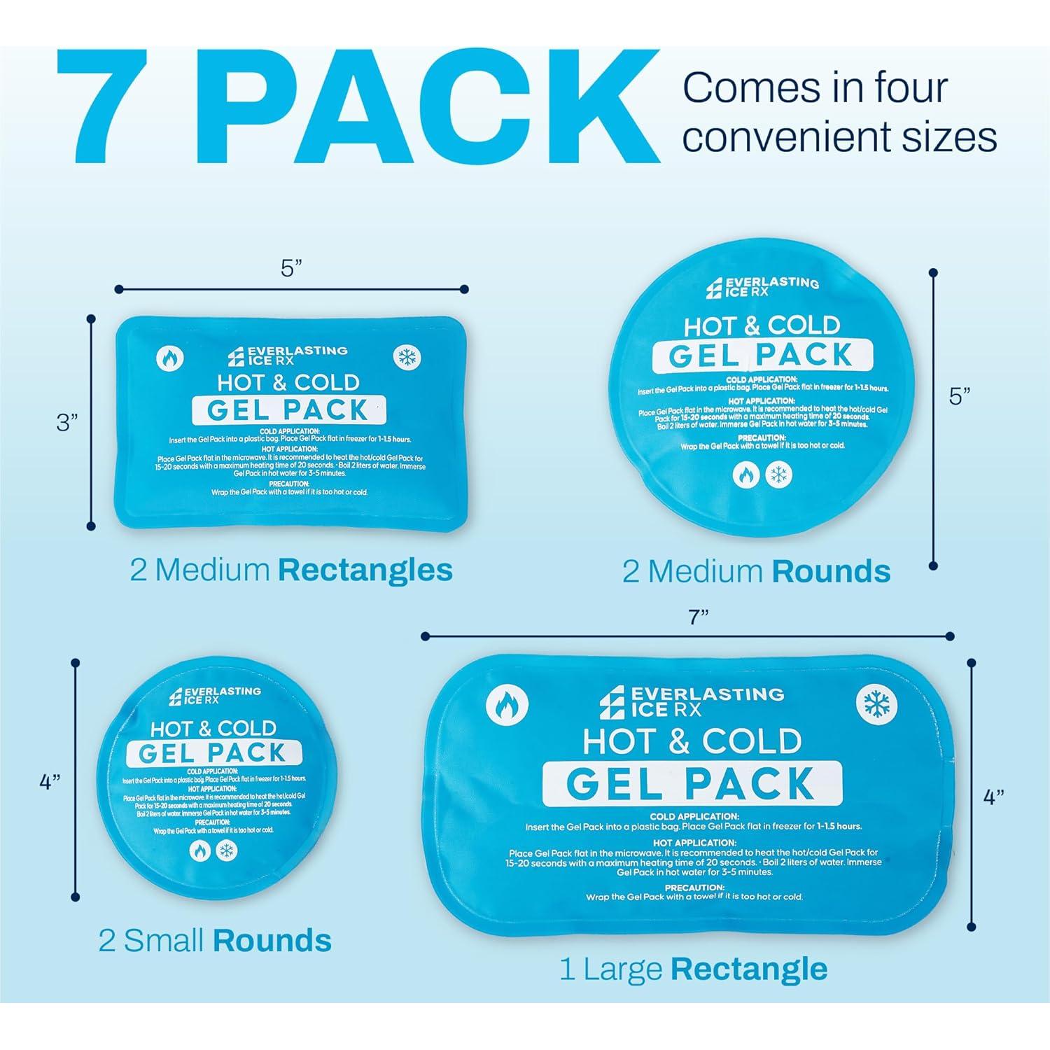 Set de 7 Paquetes de Gel Frío y Calor Reutilizables 19.9x14.5cm