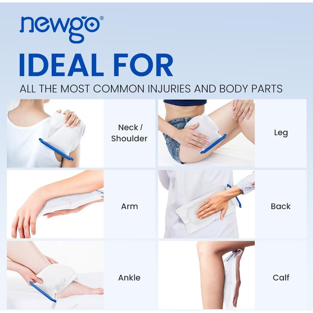 Bolsas de Hielo Recargables NEWGO - Paquete de 6 Grande 17.8x11.7cm