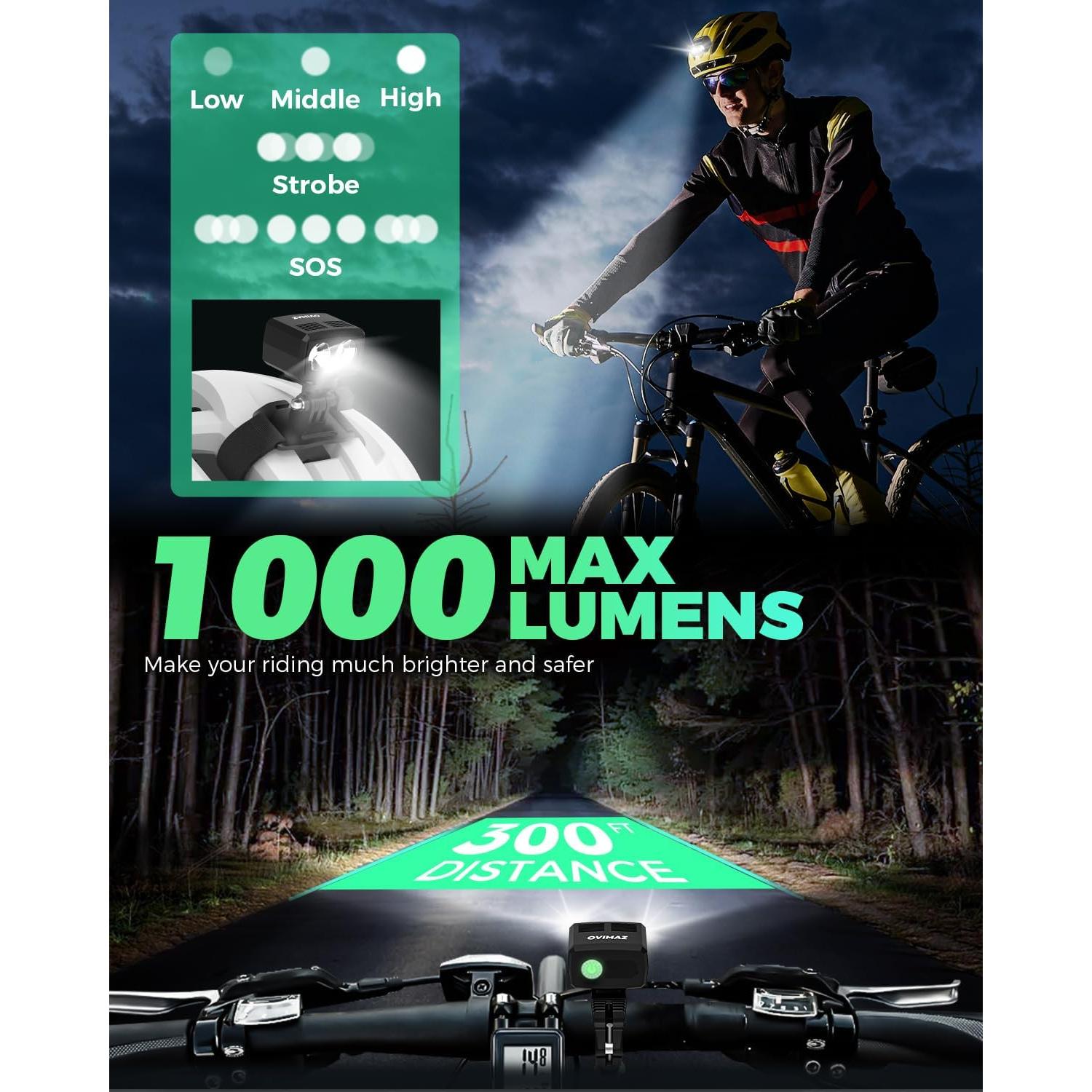 Luz para Casco de Bicicleta OVIMAZ LX-A001 1000 Lúmenes USB