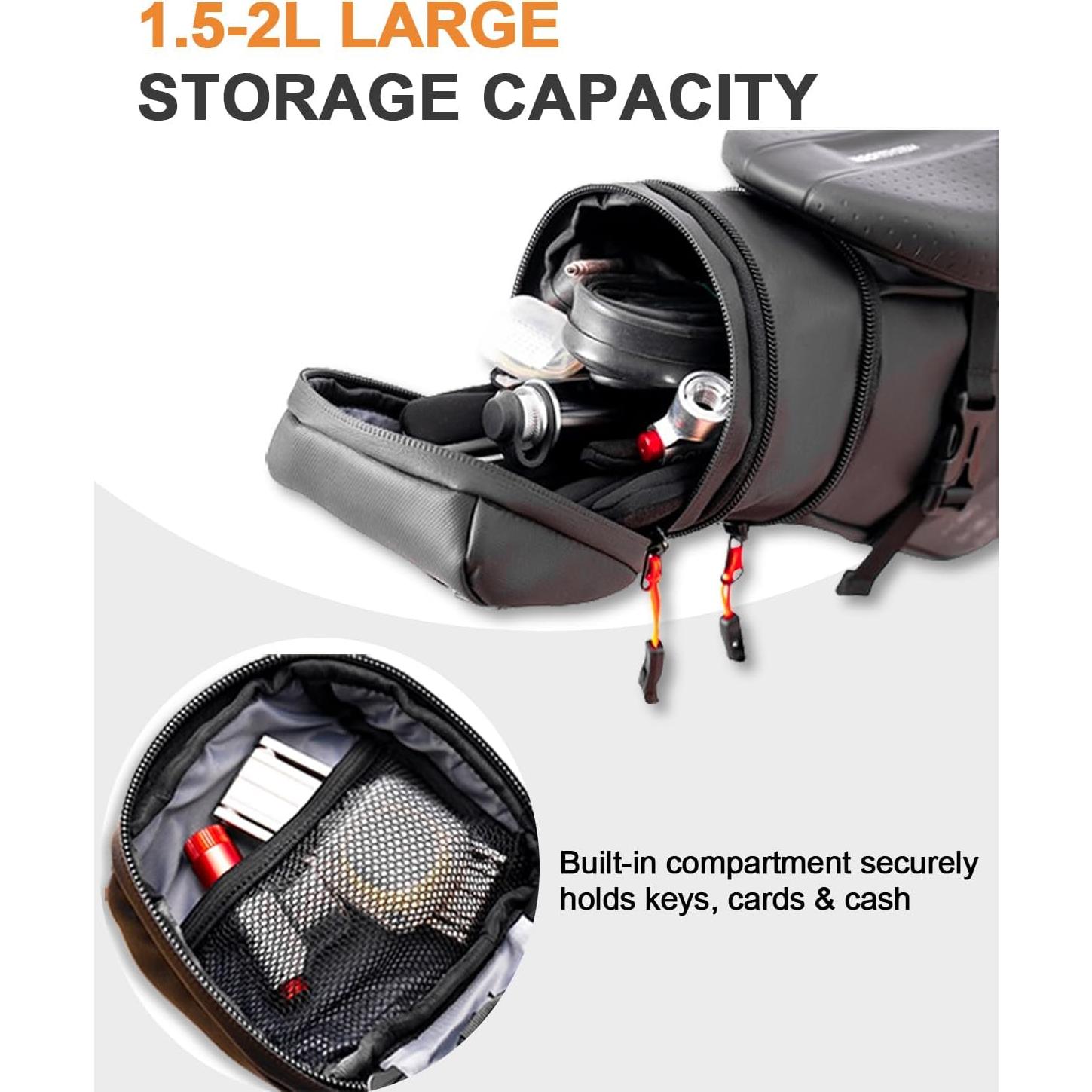 Bolsa de Silla de Bicicleta Danuosie Expandible Impermeable 2L