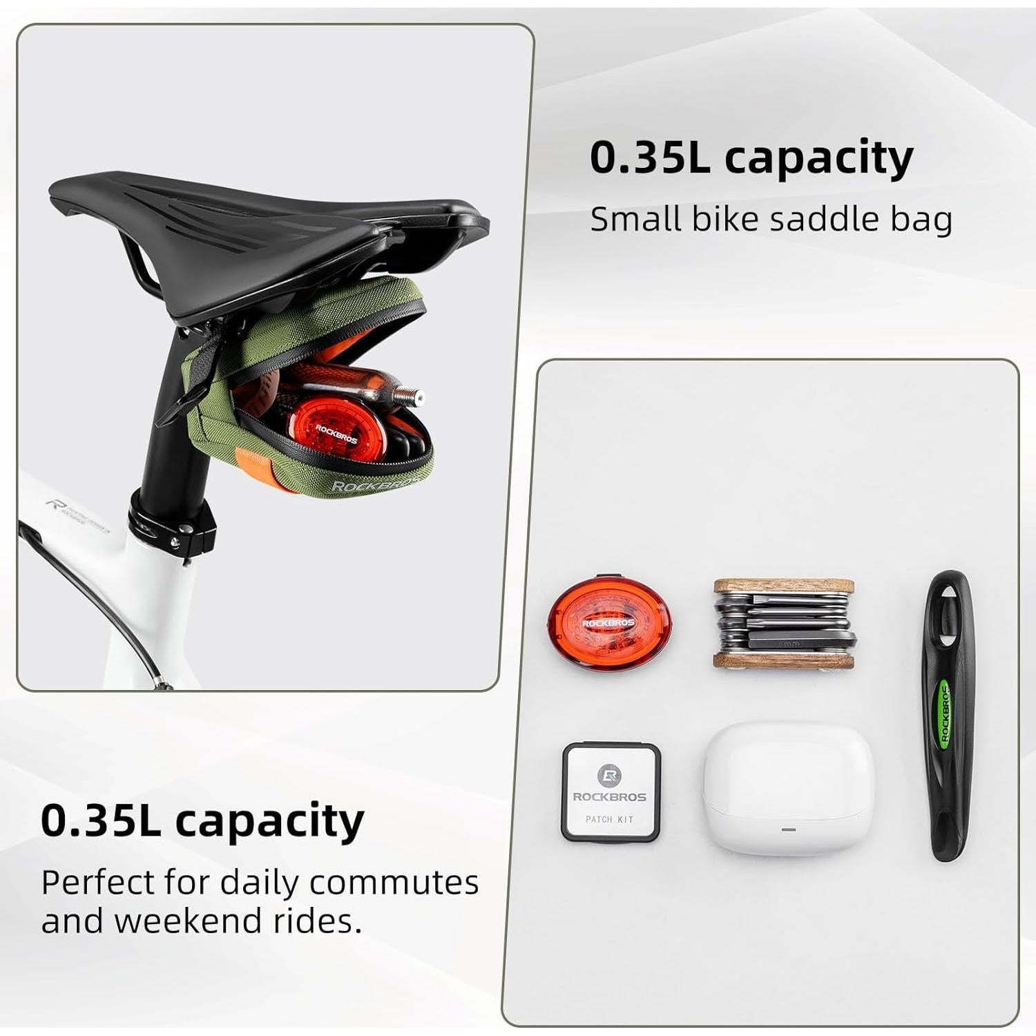 Bolsa de Sillín ROCKBROS Negra 0.35L para Bicicletas