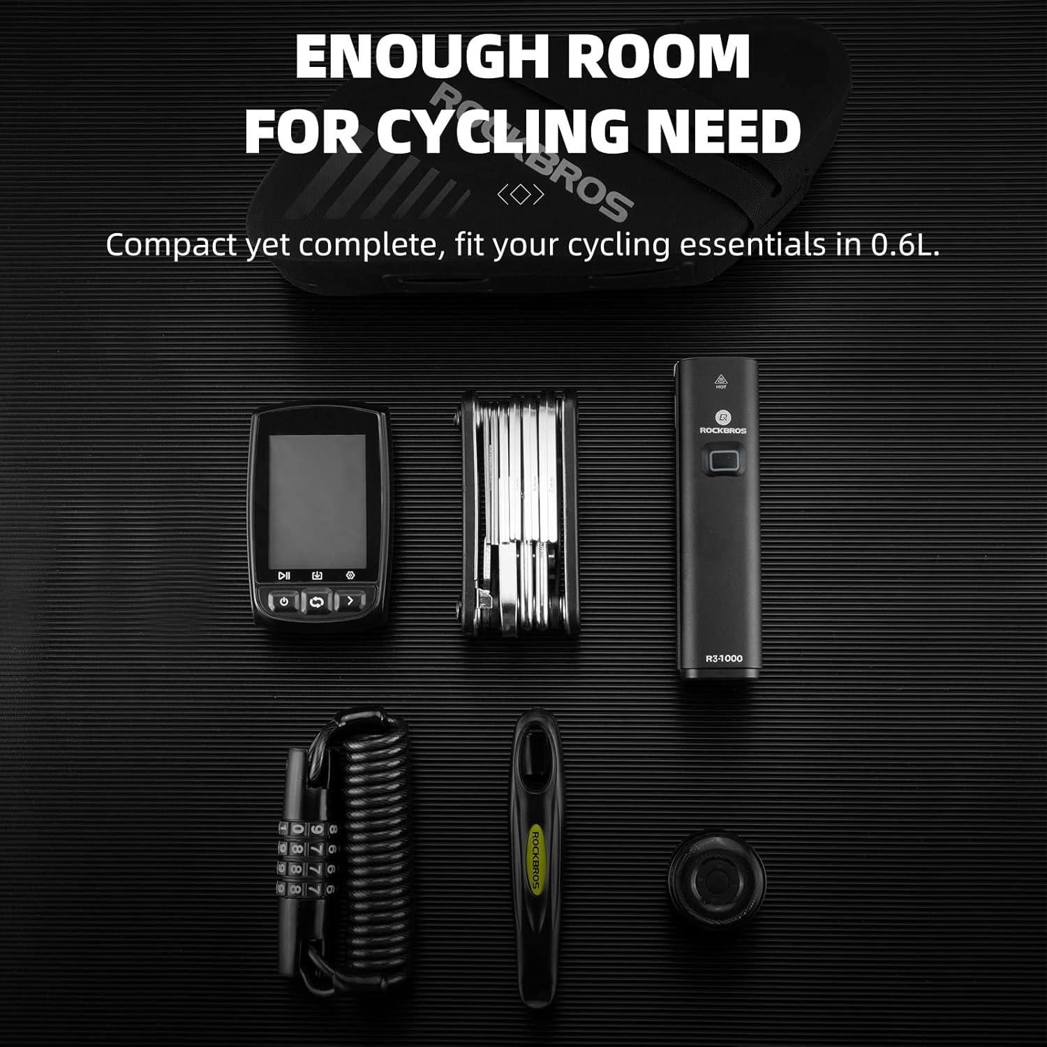 Bolsa de Silla de Bicicleta ROCKBROS 0.6L Impermeable Gris Negro