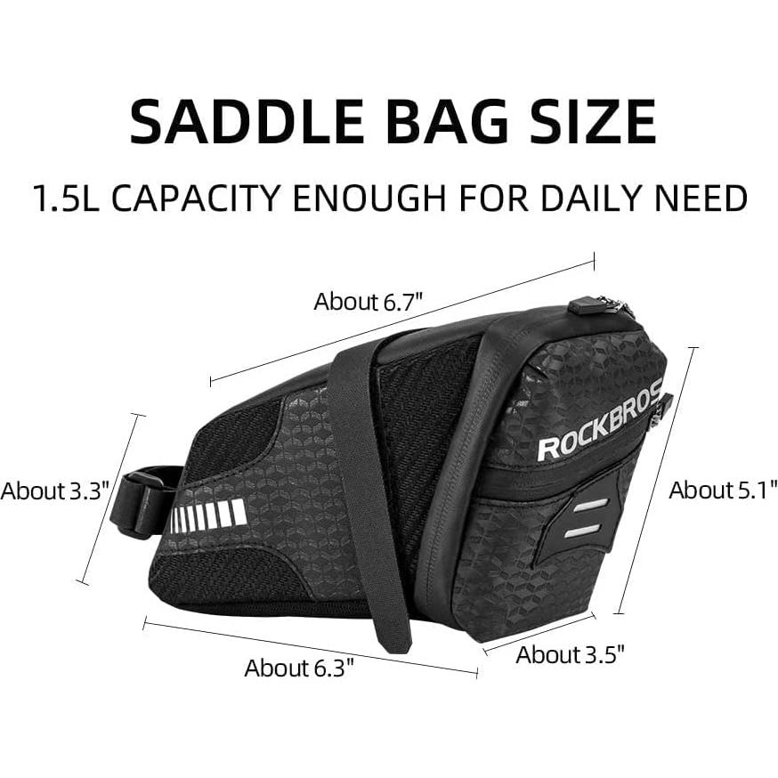 Bolsa de Silla de Bicicleta ROCKBROS 1.5L Negra - Accesorios Ciclismo