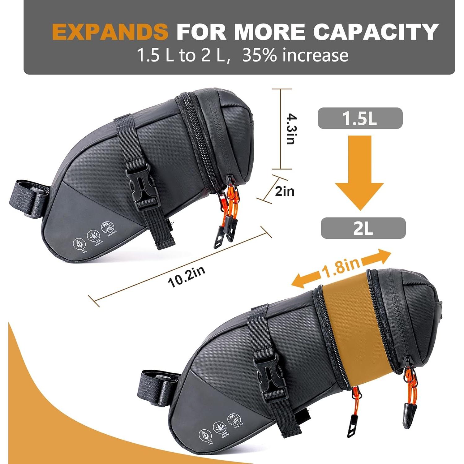 Bolsa de Silla de Bicicleta NDakter 2L Impermeable Ajustable