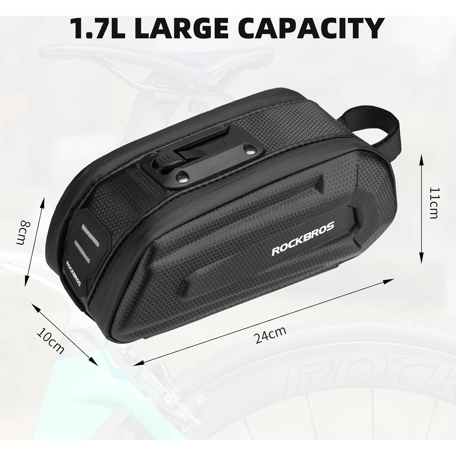 Bolsa de Sillín ROCKBROS 1.7L Dura Reflectante para Bicicleta