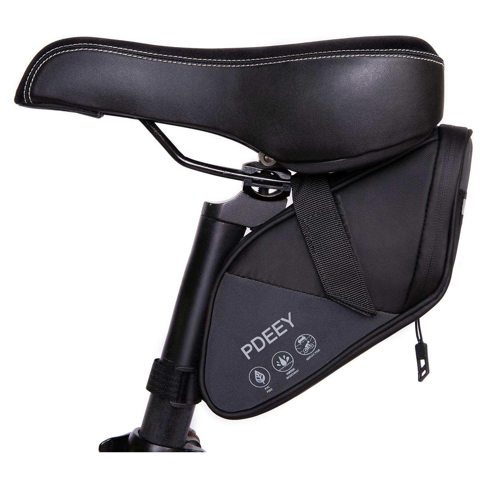 Bolsa de Silla de Bicicleta PDEEY Impermeable 1.5L Negra
