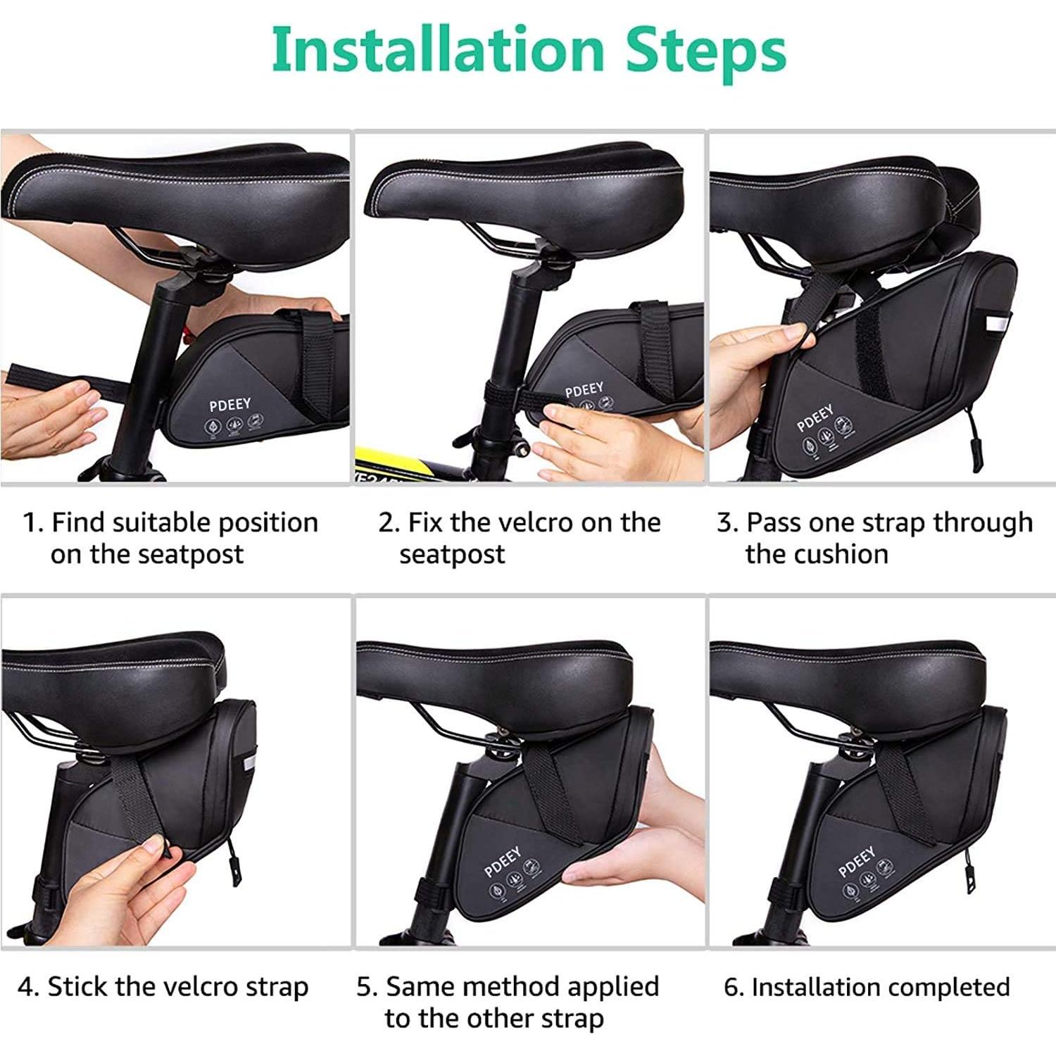 Bolsa de Silla de Bicicleta PDEEY Impermeable 1.5L Negra