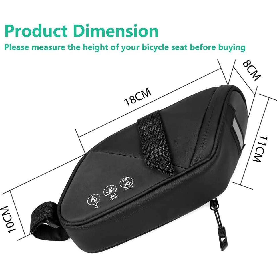 Bolsa de Silla de Bicicleta PDEEY Impermeable 1.5L Negra