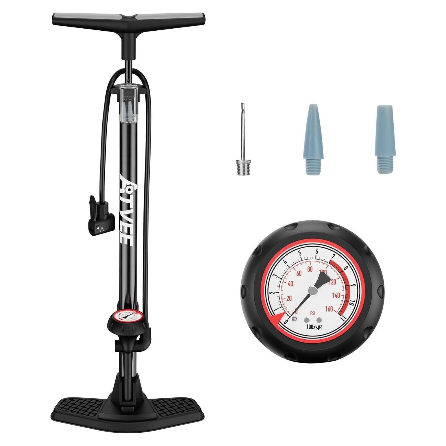 Bomba de Bicicleta ATVEE 63.5 cm 11 Bar Válvula Presta y Schrader