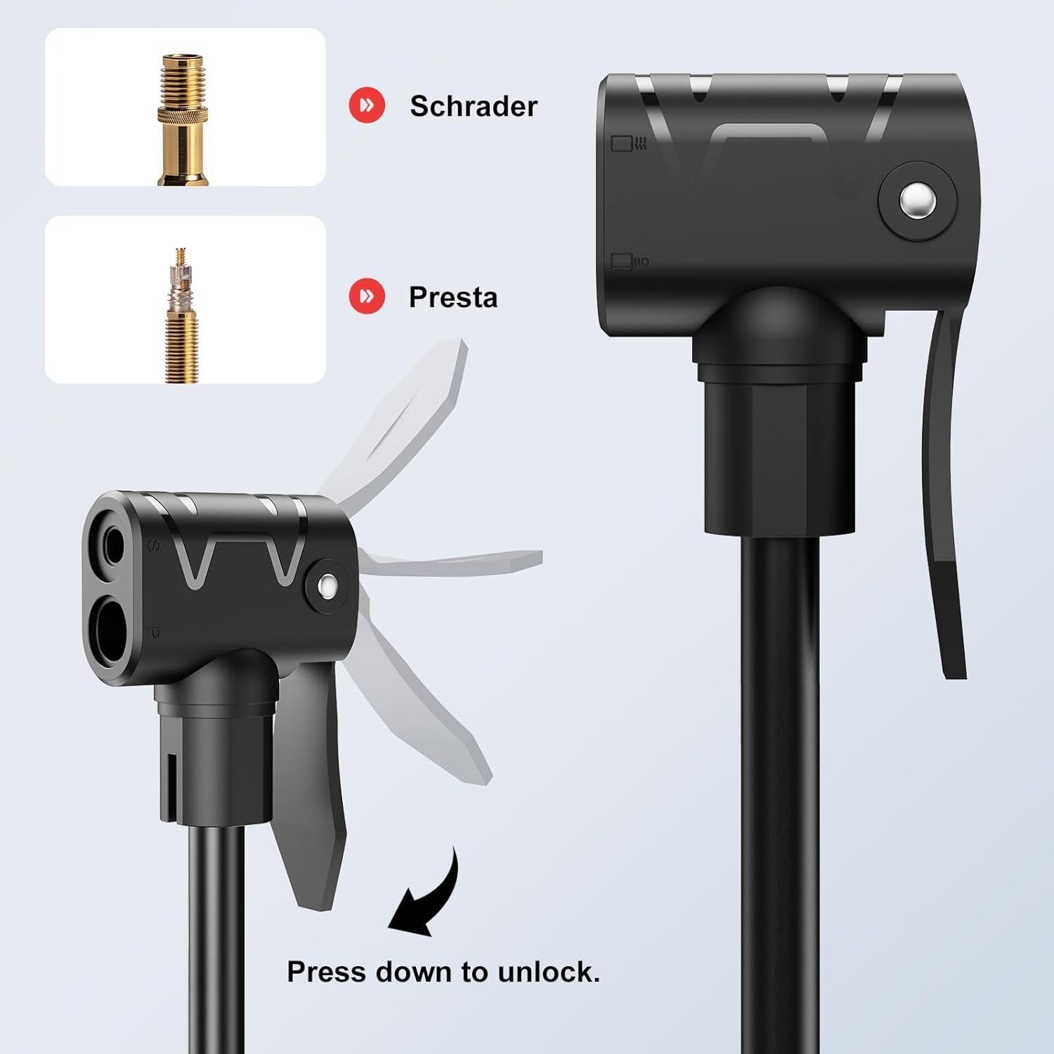 Bomba de Bicicleta ATVEE 63.5 cm 11 Bar Válvula Presta y Schrader