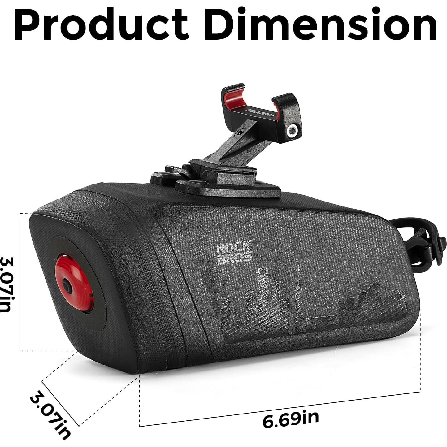 Bolsa de Sillín ROCKBROS 0.66L Impermeable con Luz Trasera