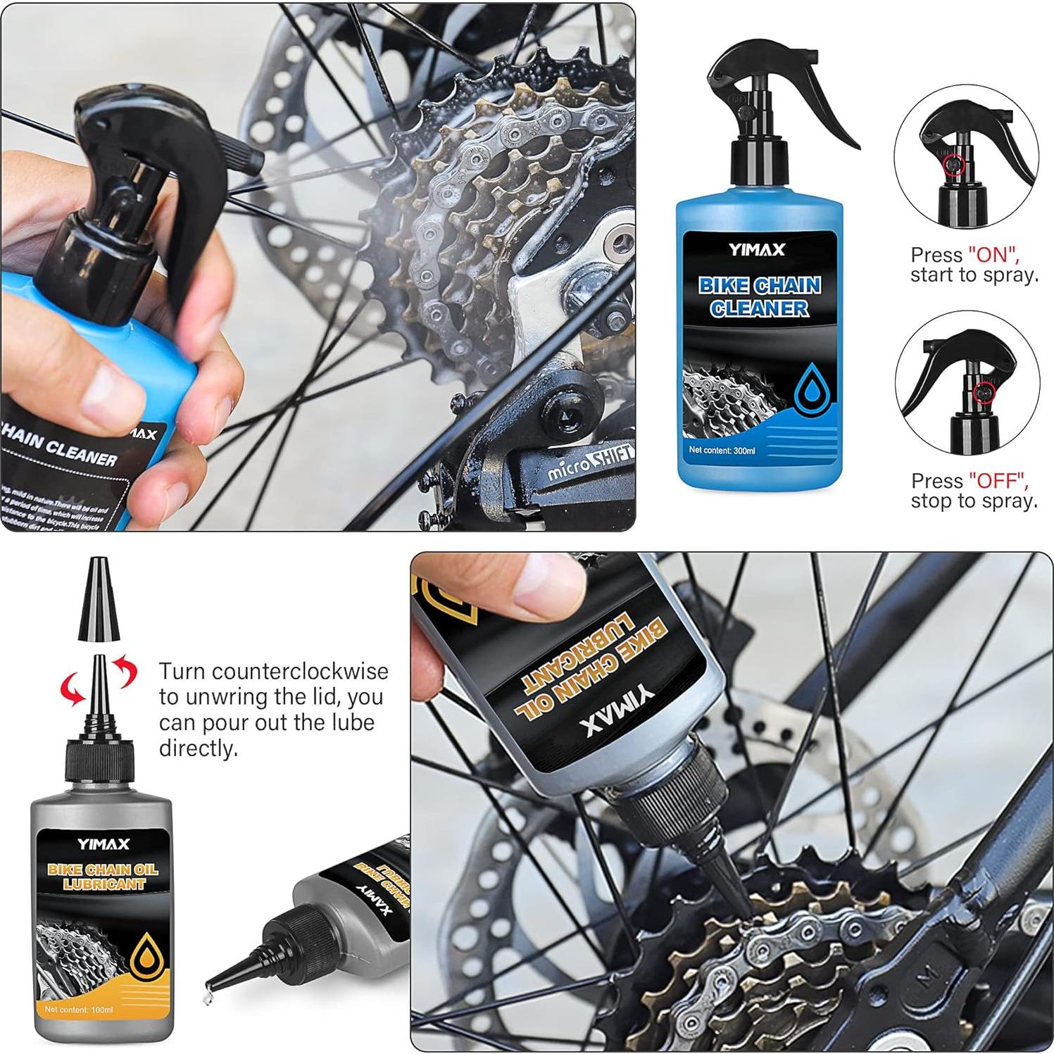 Kit de Limpieza de Cadena de Bicicleta YIMAX 300ml + 100ml