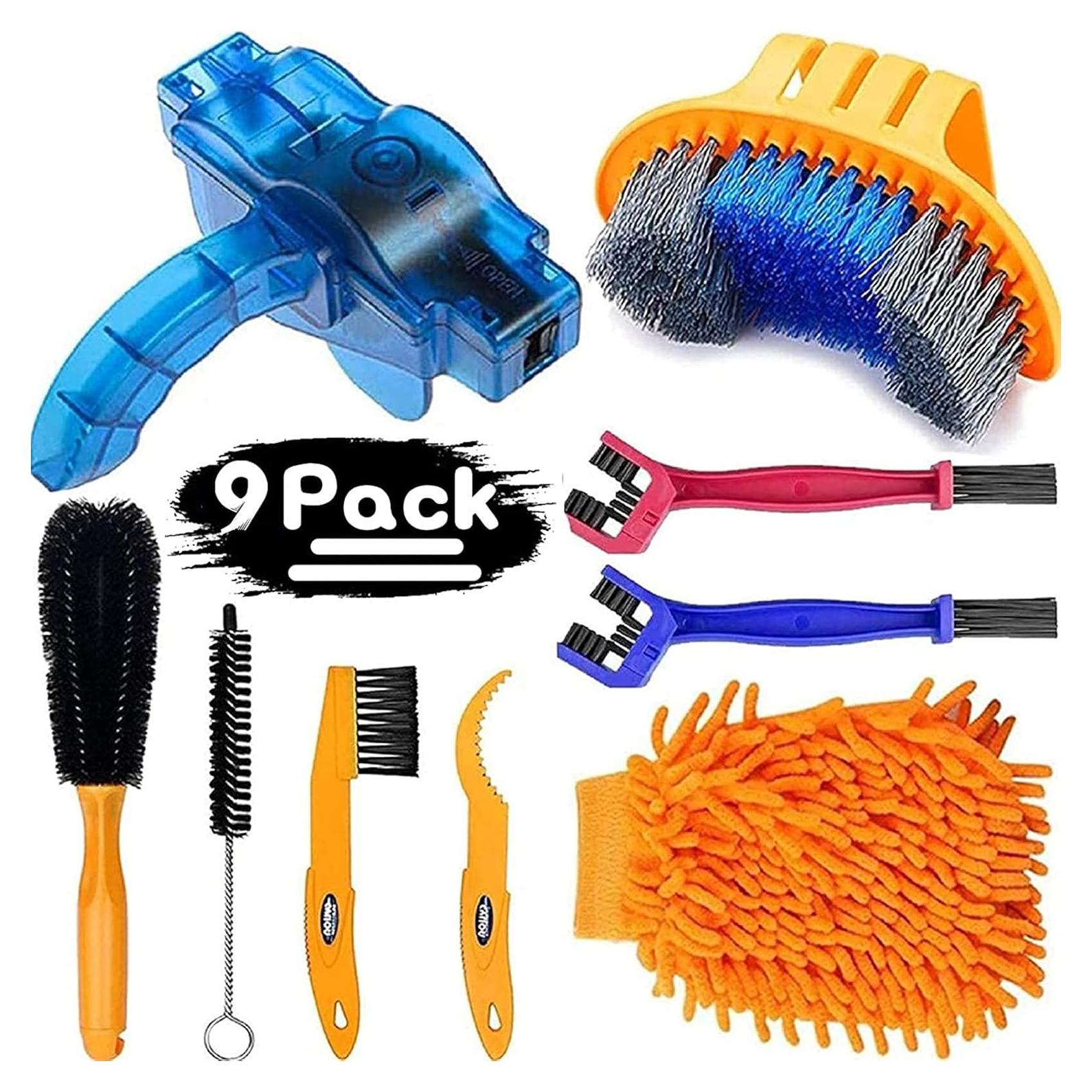 Kit de Limpieza de Bicicleta Focopot 9 Piezas - Limpiador de Cadena y Cepillos