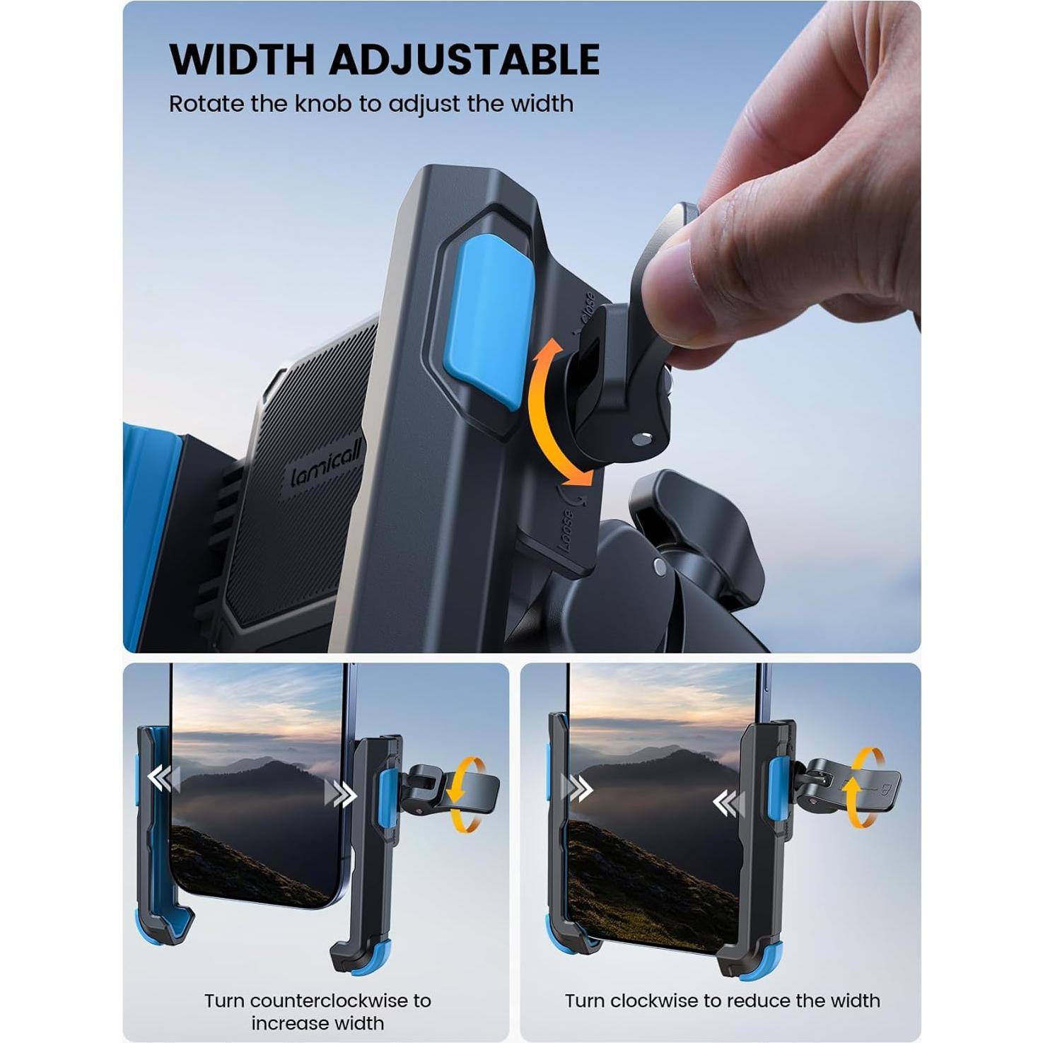 Soporte para Teléfono de Motocicleta Lamicall BP12 - Ajustable 12-18 cm