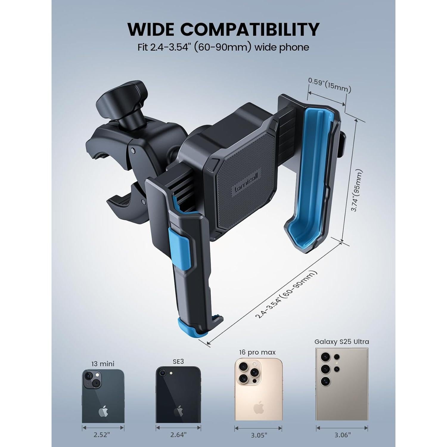 Soporte para Teléfono de Motocicleta Lamicall BP12 - Ajustable 12-18 cm