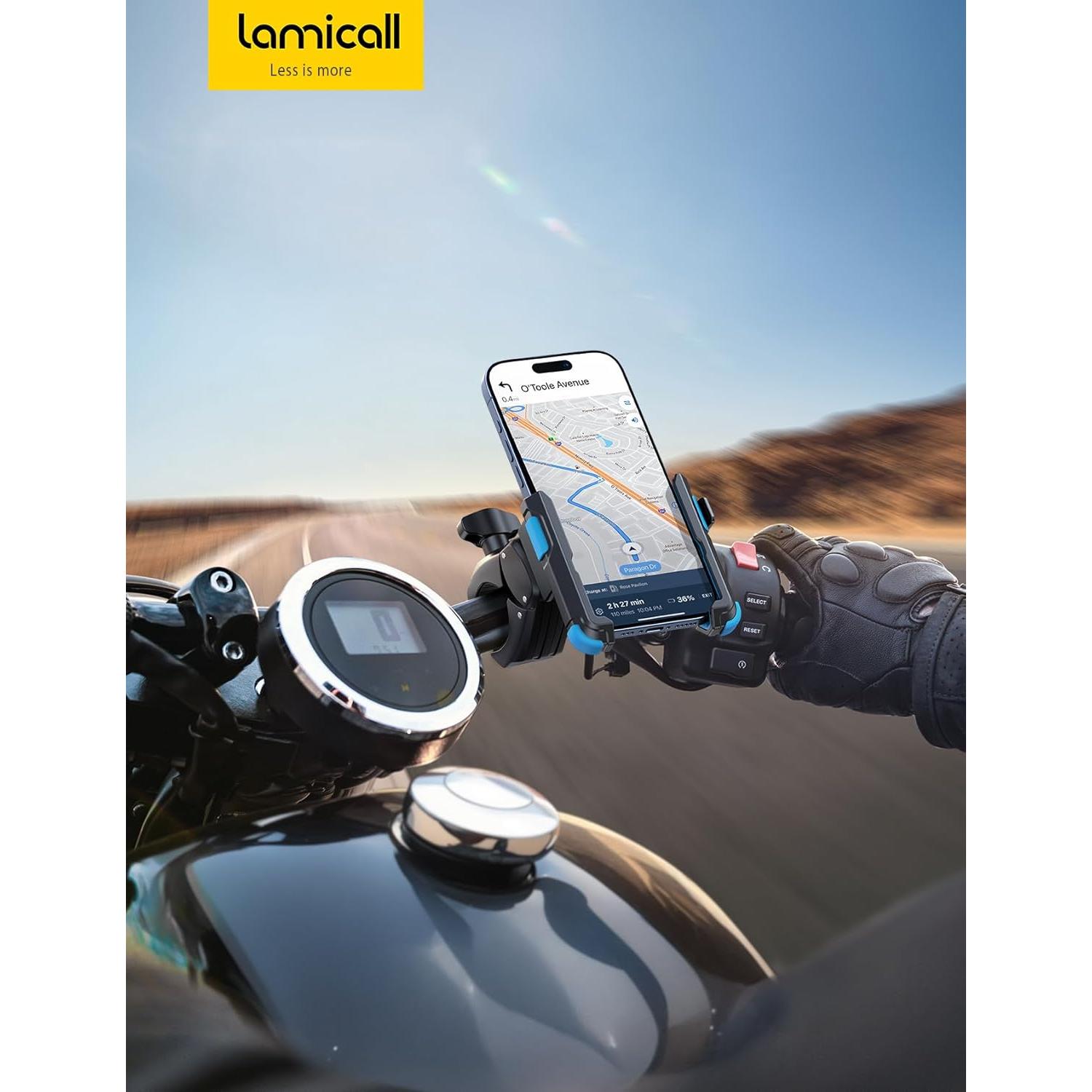 Soporte para Teléfono de Motocicleta Lamicall BP12 - Ajustable 12-18 cm