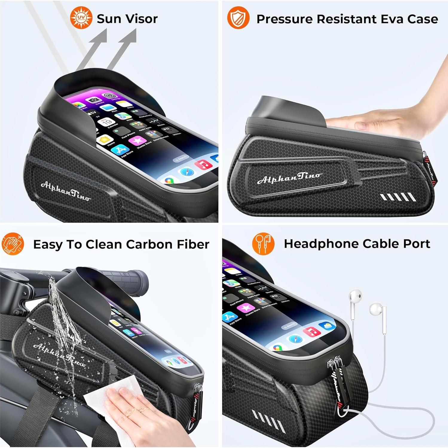 Bolsa de Ciclismo Alphantino Black9in - Impermeable 1.7L