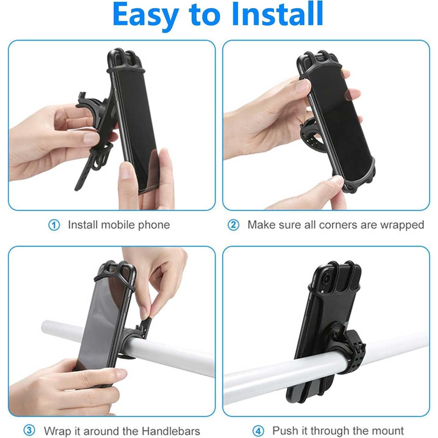 Soporte para Teléfono de Bicicleta Beisite - 2 Paquetes, Silicona 360°