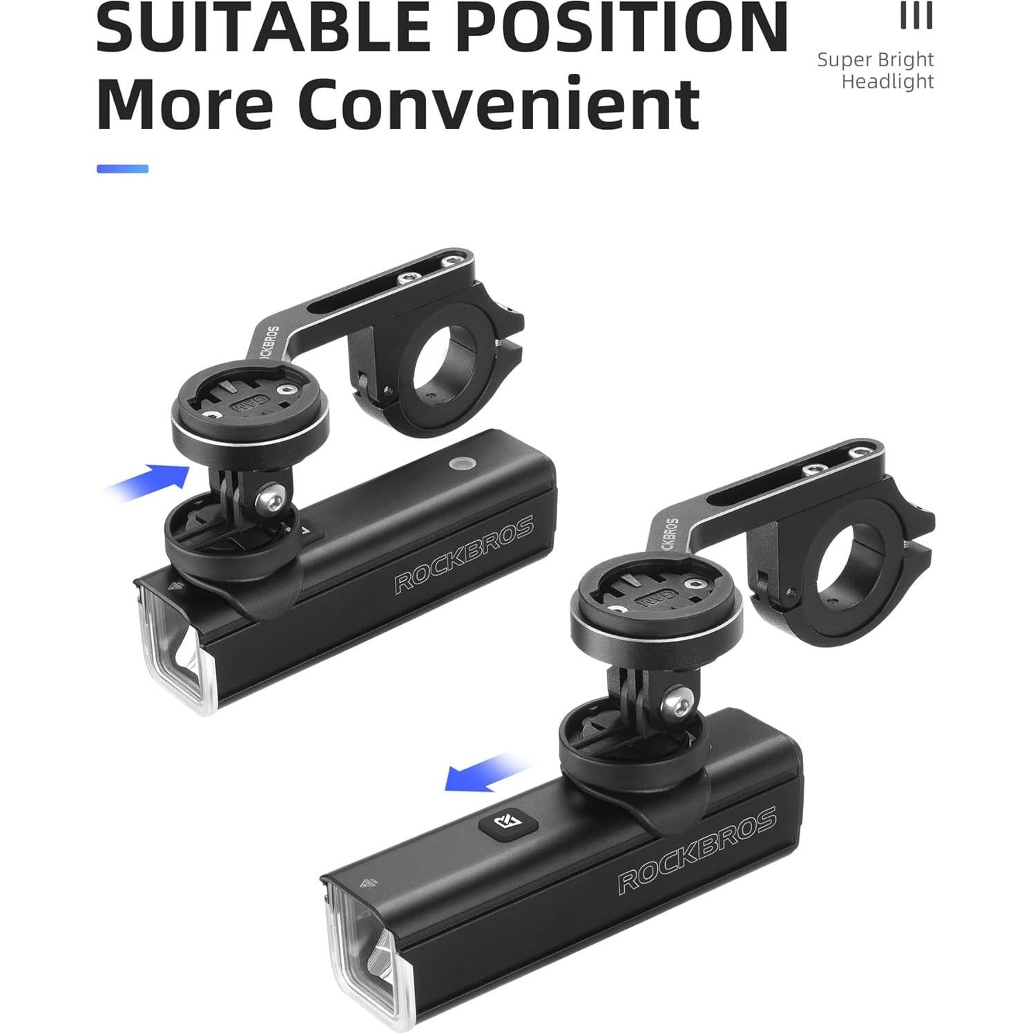 Luz de Bicicleta ROCKBROS 1500 Lúmenes Recargable USB-C IPX6