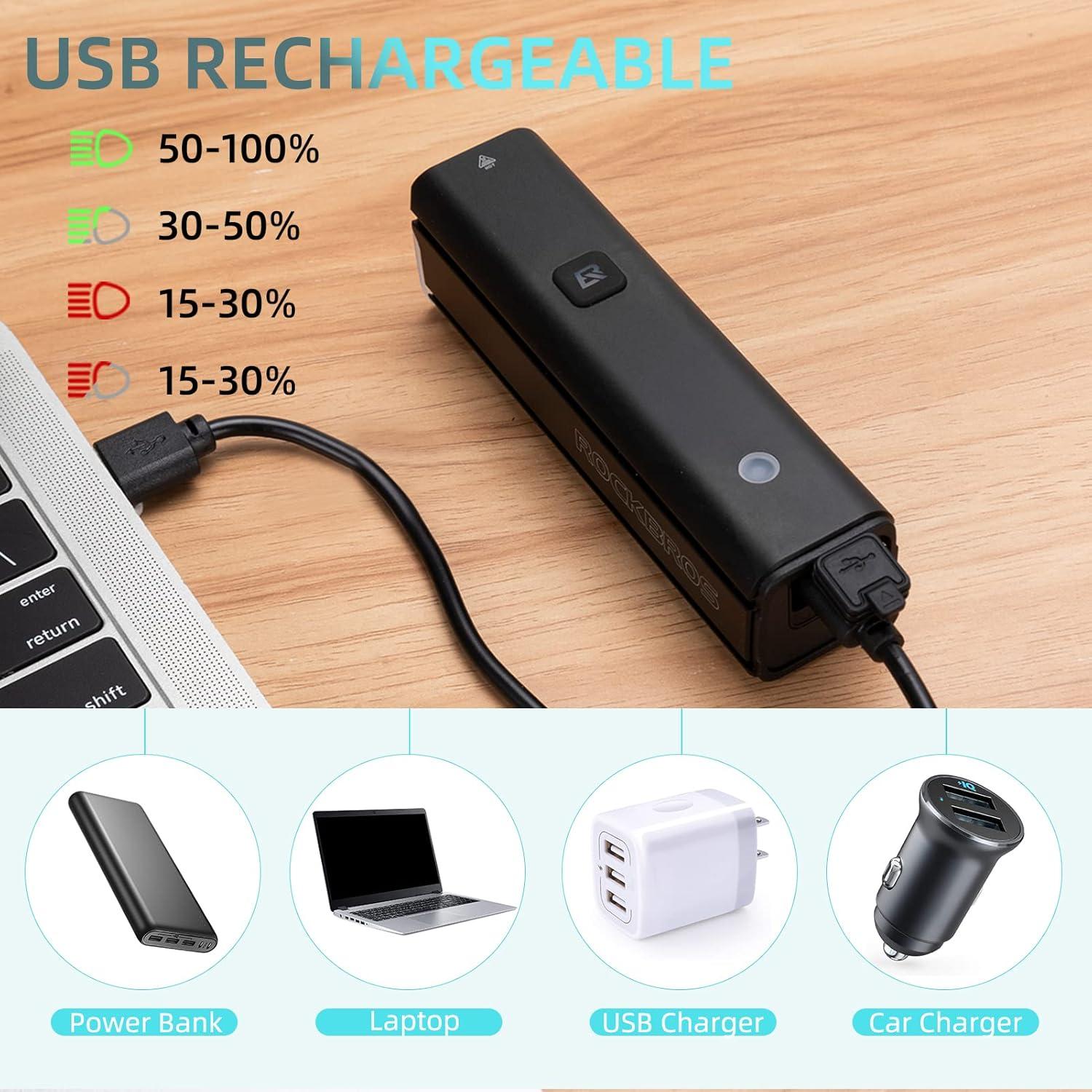 Luz de Bicicleta ROCKBROS 1500 Lúmenes Recargable USB-C IPX6